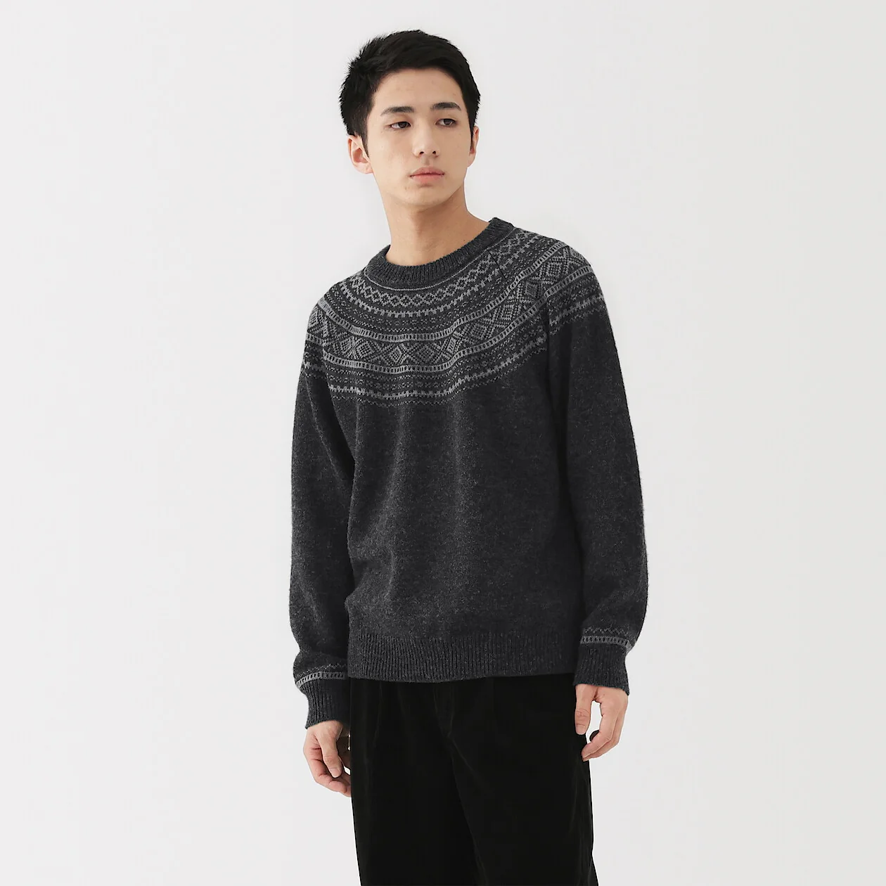 Andes Wool Jacquard Crewneck Sweater