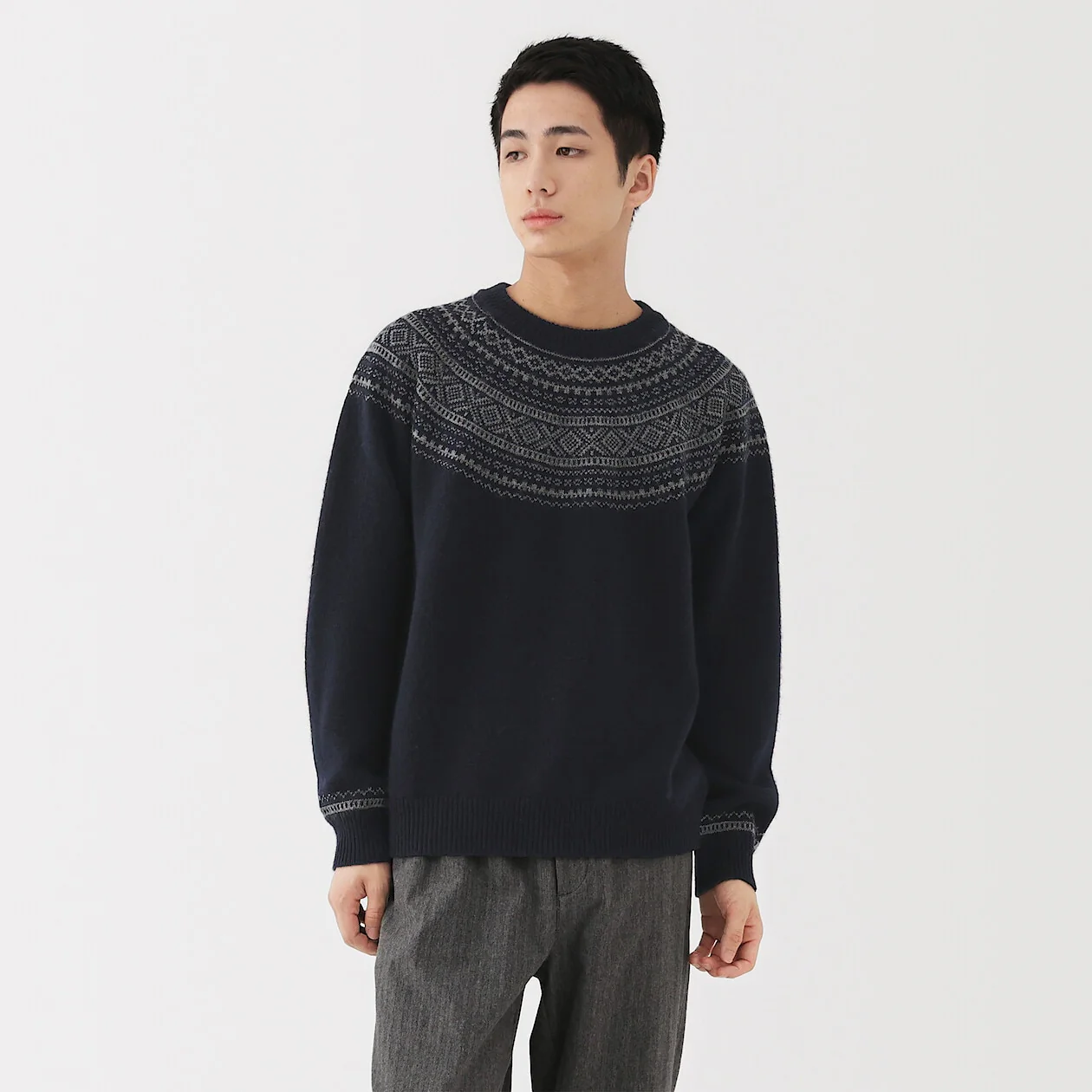 Andes Wool Jacquard Crewneck Sweater - Image 8