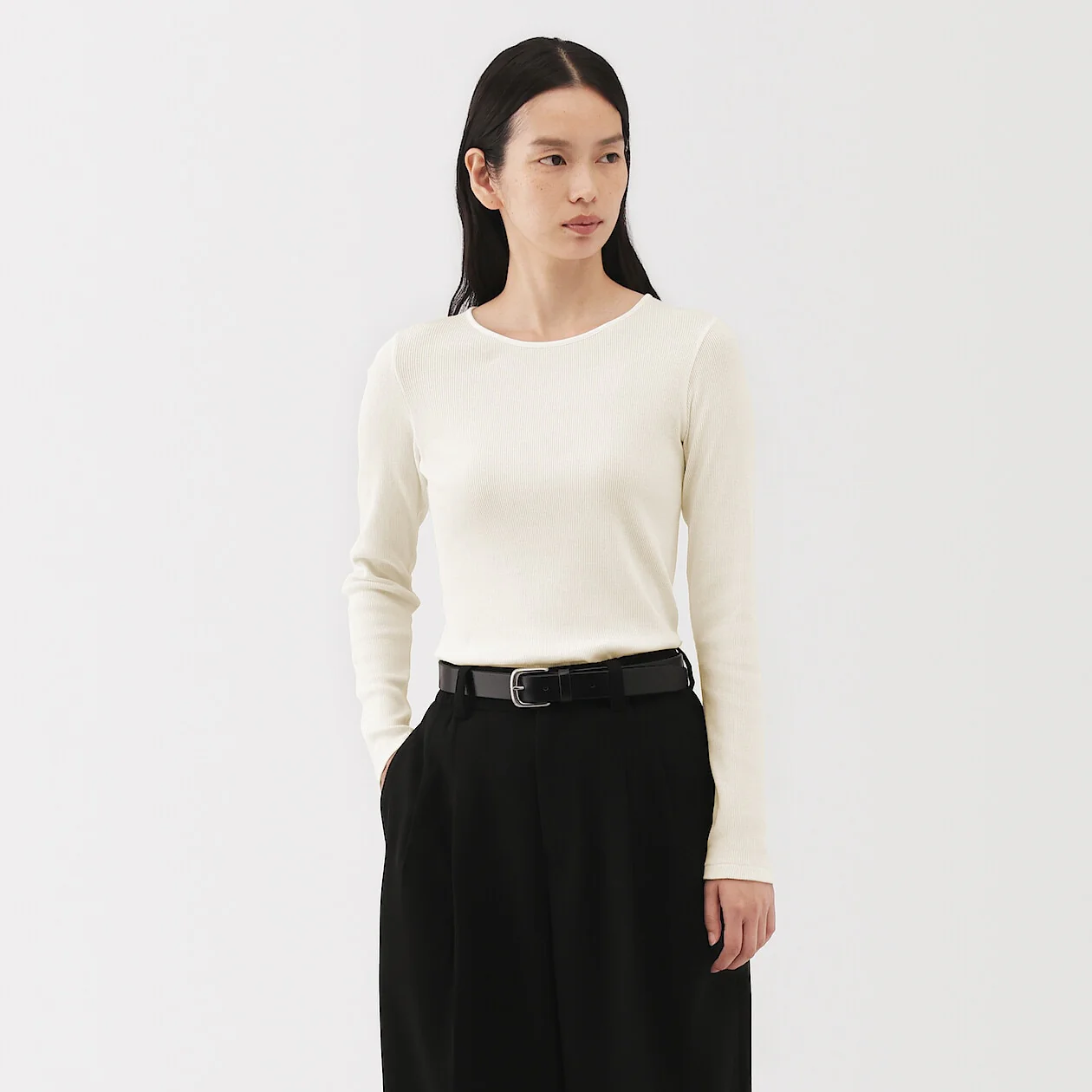 Cotton Cashmere Rib Crewneck T-Shirt - Image 8