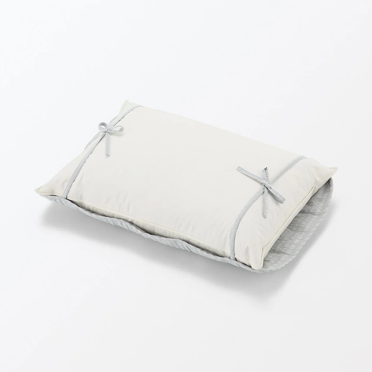 Cotton Seersucker Pillow Pad With Ties - Image 14