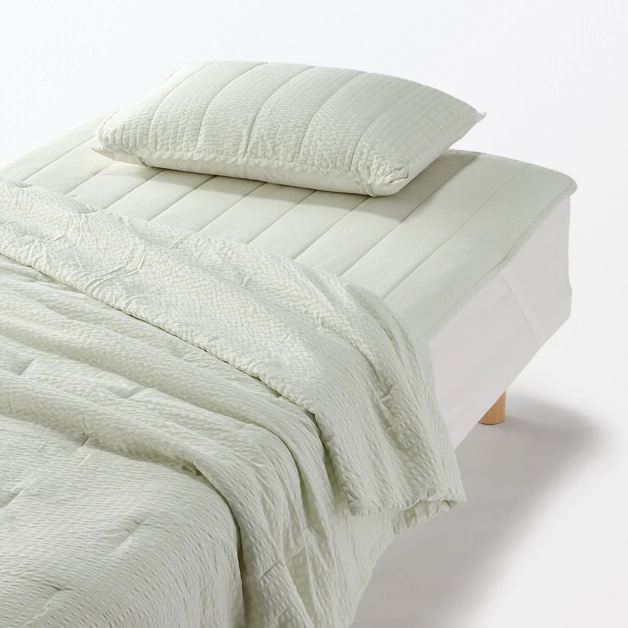 Cotton Seersucker Pillow Pad With Ties - Image 6