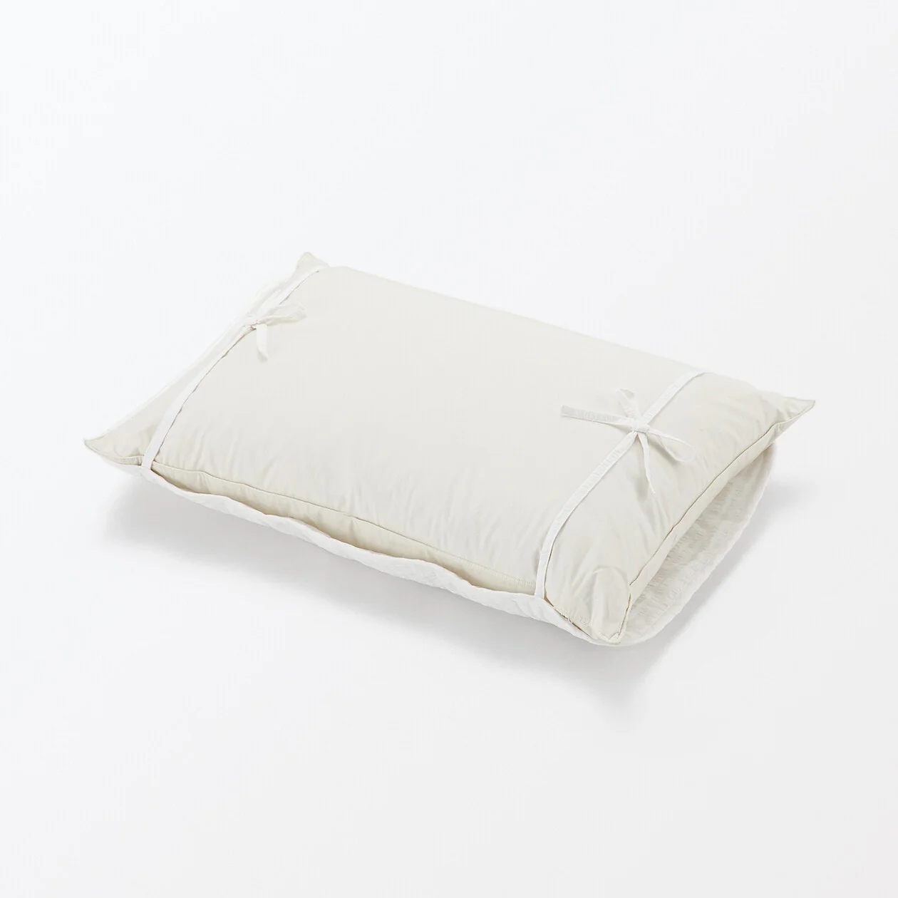 Cotton Seersucker Pillow Pad With Ties - Image 9