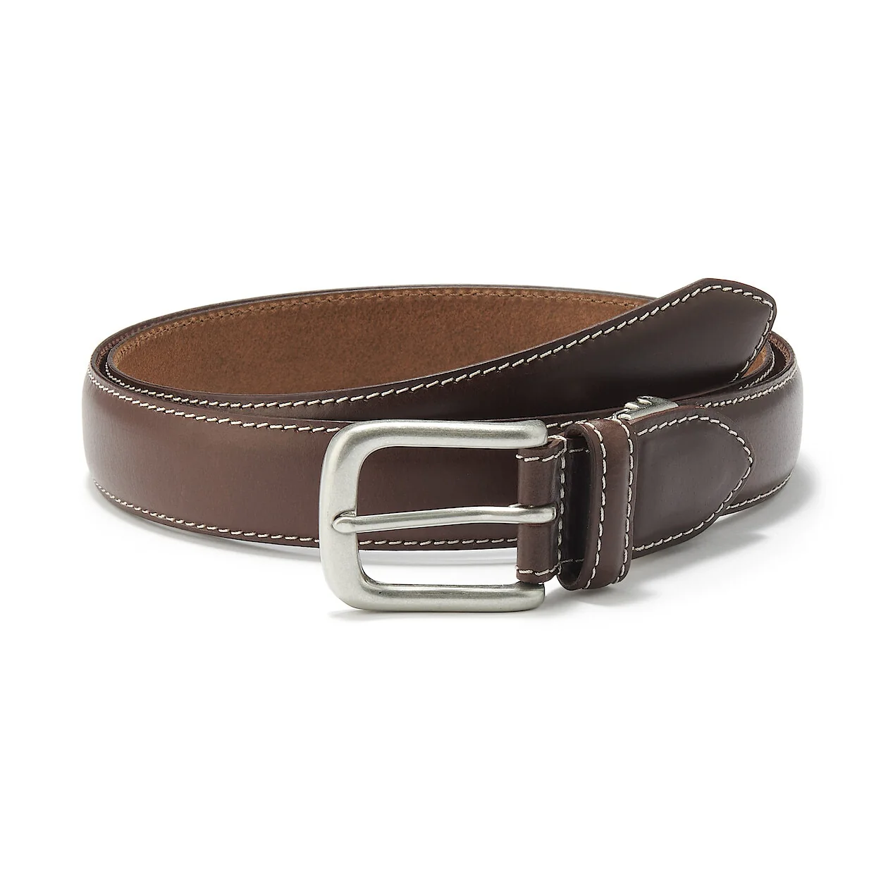 Vegetable Tanned Leather Belt with Stitching - Image 21