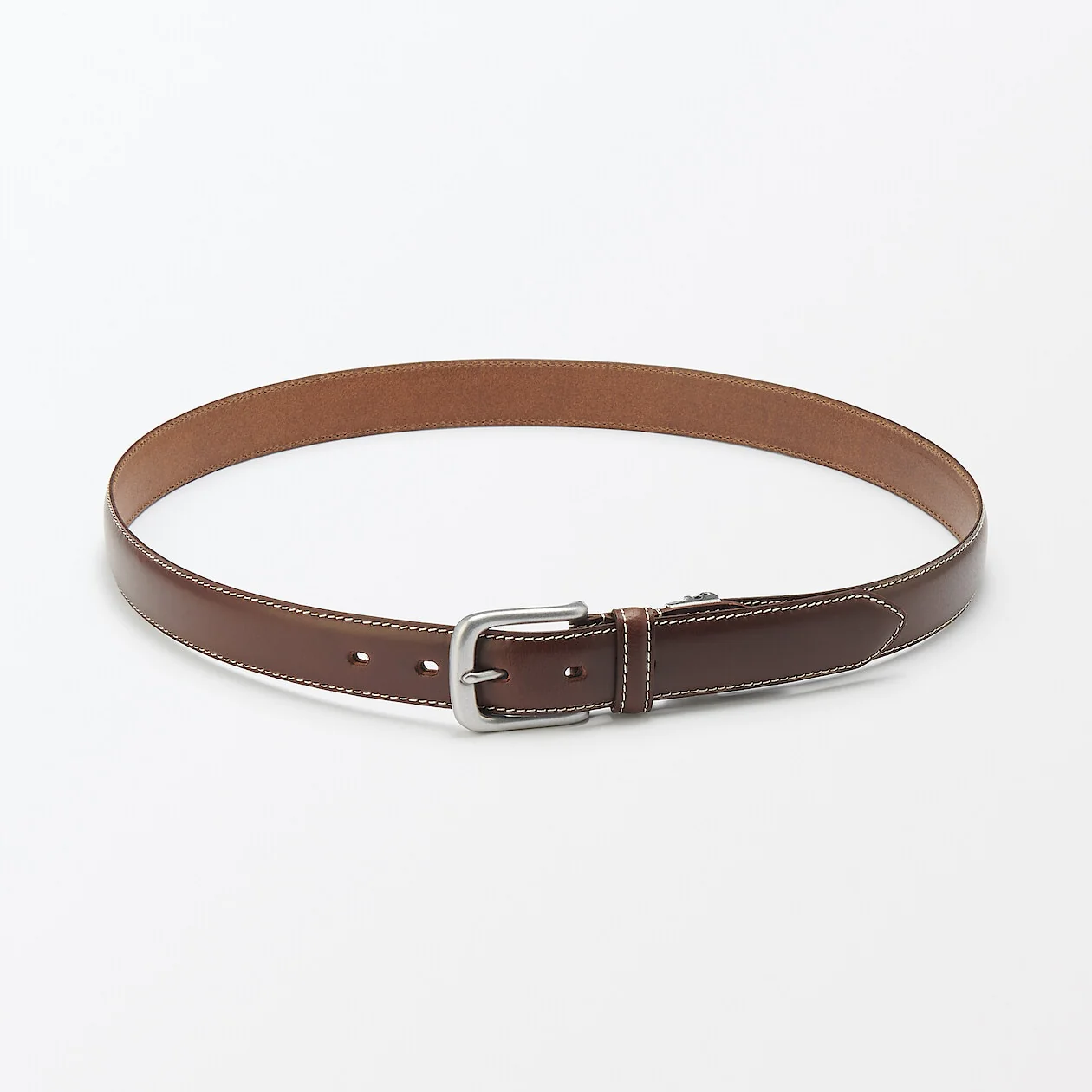 Vegetable Tanned Leather Belt with Stitching - Image 25