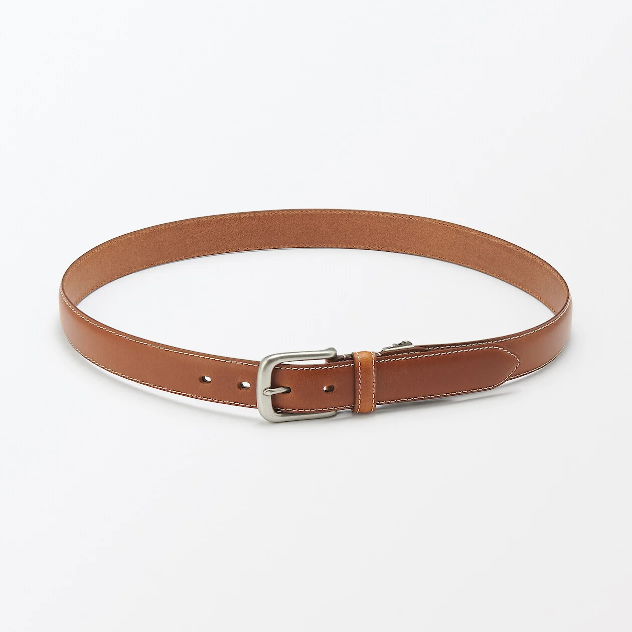 Vegetable Tanned Leather Belt with Stitching - Image 6
