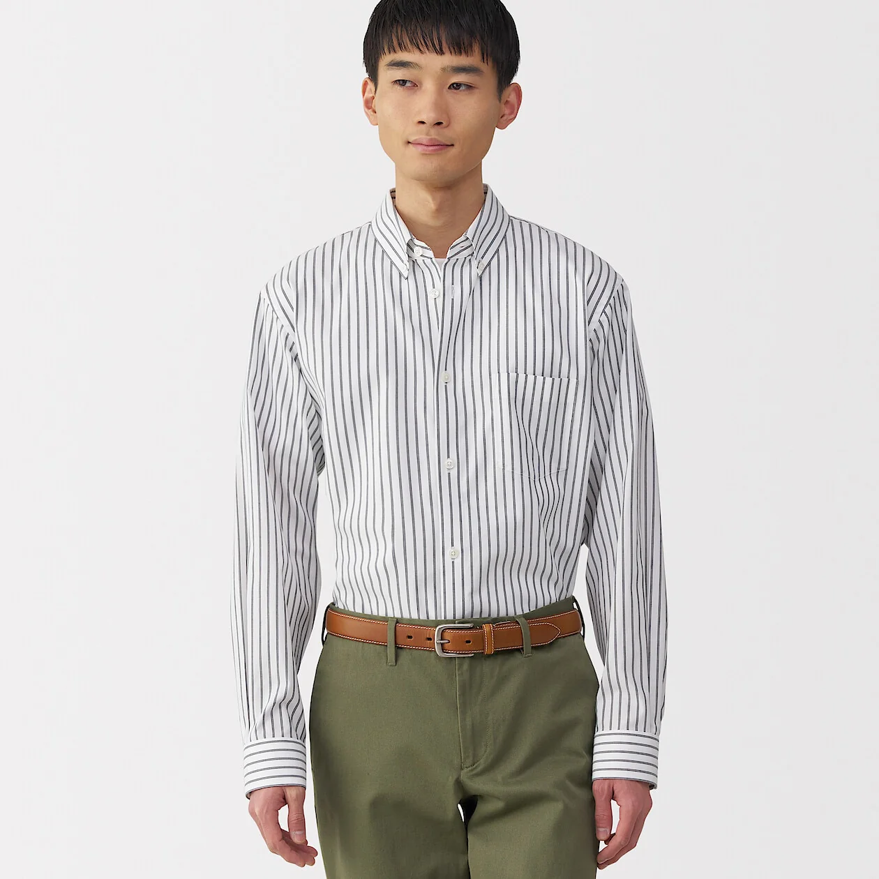 Vegetable Tanned Leather Belt with Stitching - Image 8