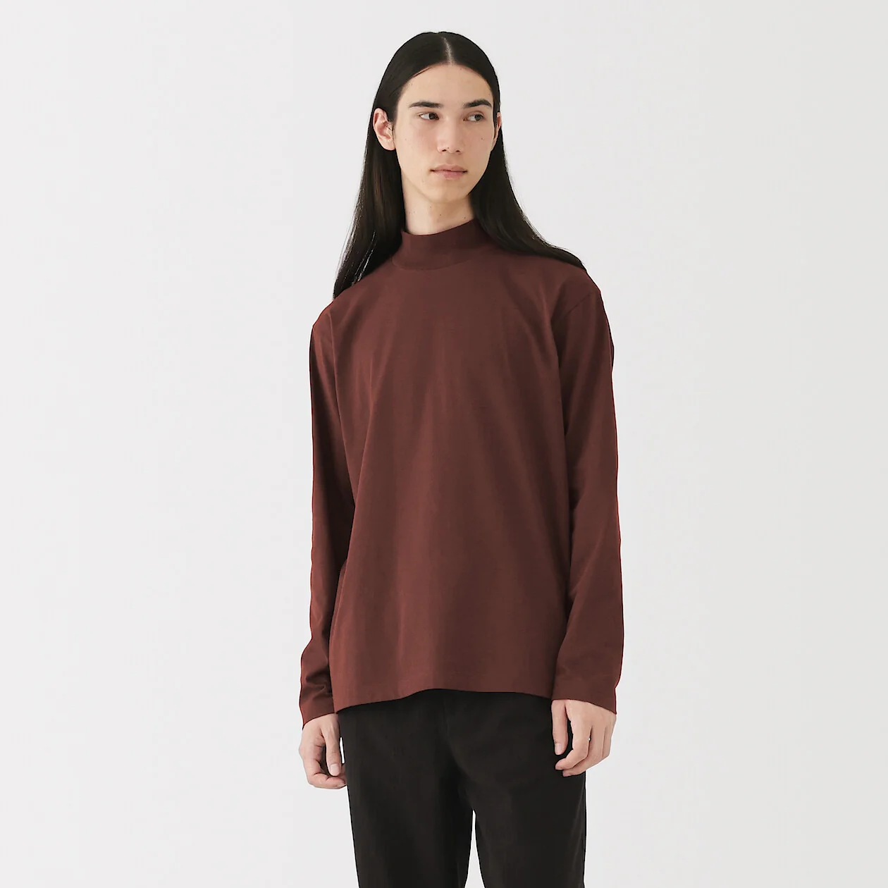 Brushed Jersey High Neck Long Sleeve T-Shirt - Image 11