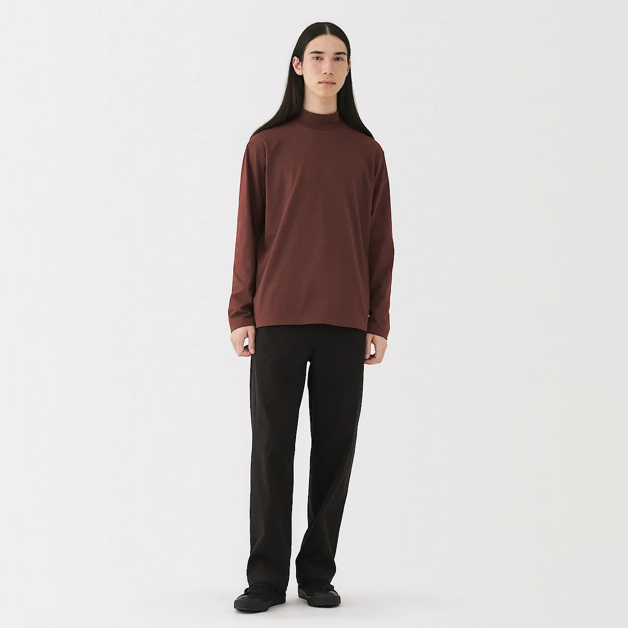 Brushed Jersey High Neck Long Sleeve T-Shirt - Image 13
