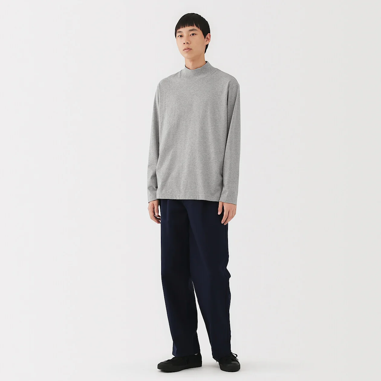 Brushed Jersey High Neck Long Sleeve T-Shirt - Image 17