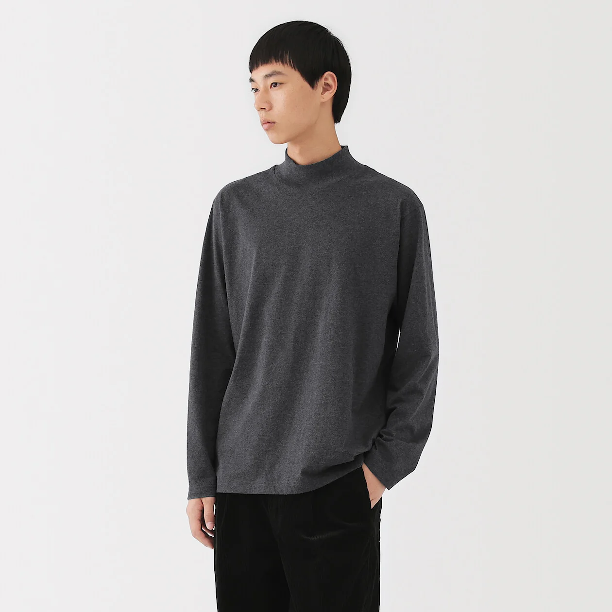 Brushed Jersey High Neck Long Sleeve T-Shirt - Image 23