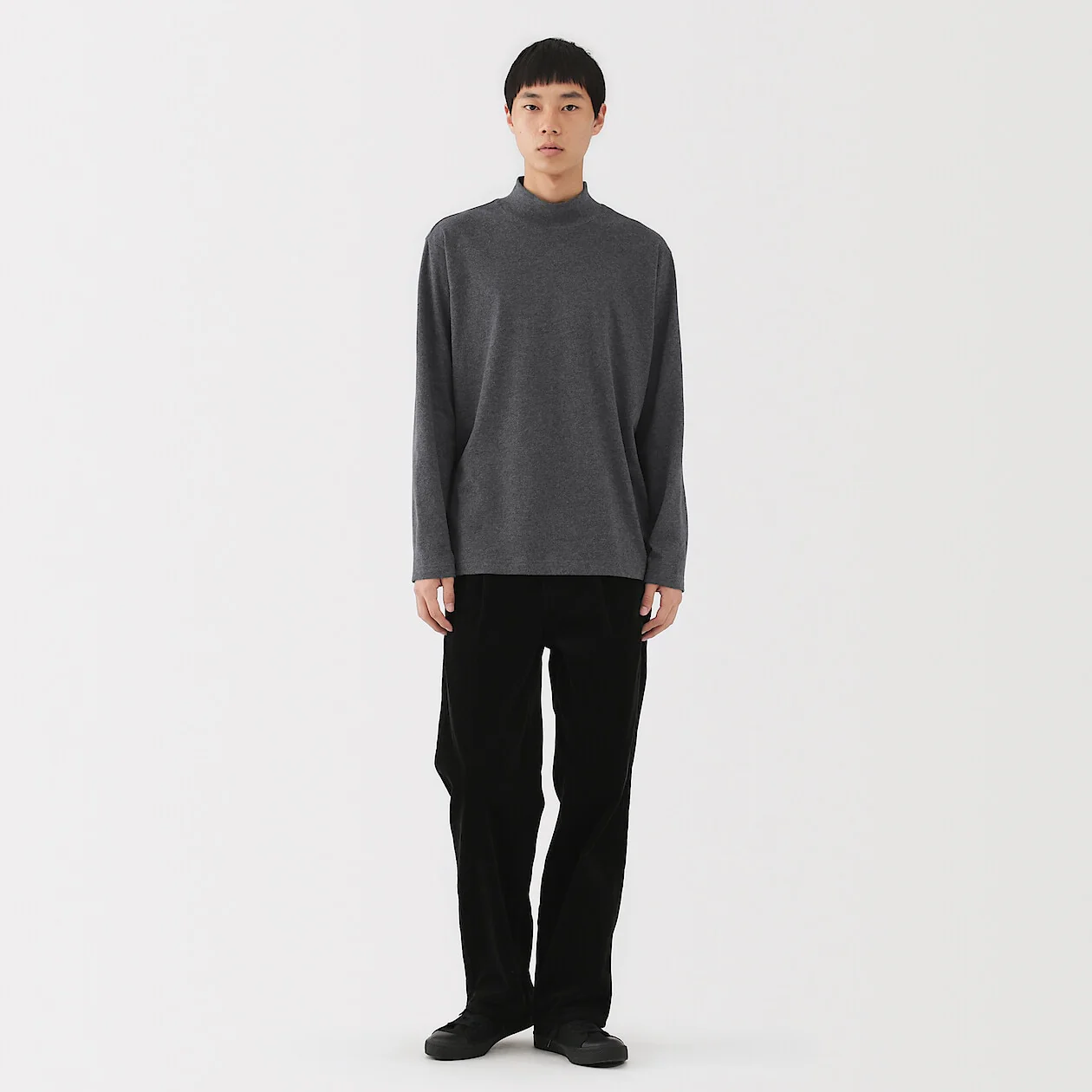Brushed Jersey High Neck Long Sleeve T-Shirt - Image 25