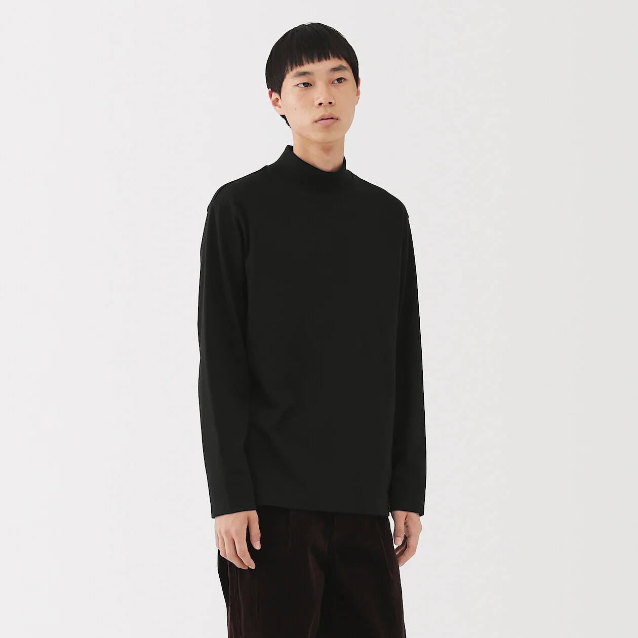Brushed Jersey High Neck Long Sleeve T-Shirt - Image 28
