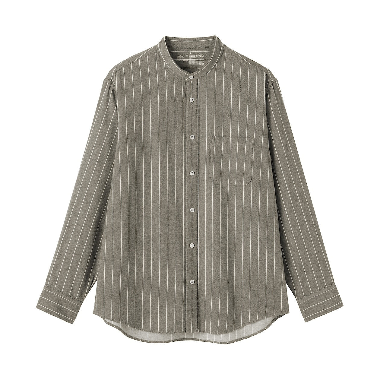 Double Brushed Flannel Stand Collar Long Sleeve Shirt - Image 50