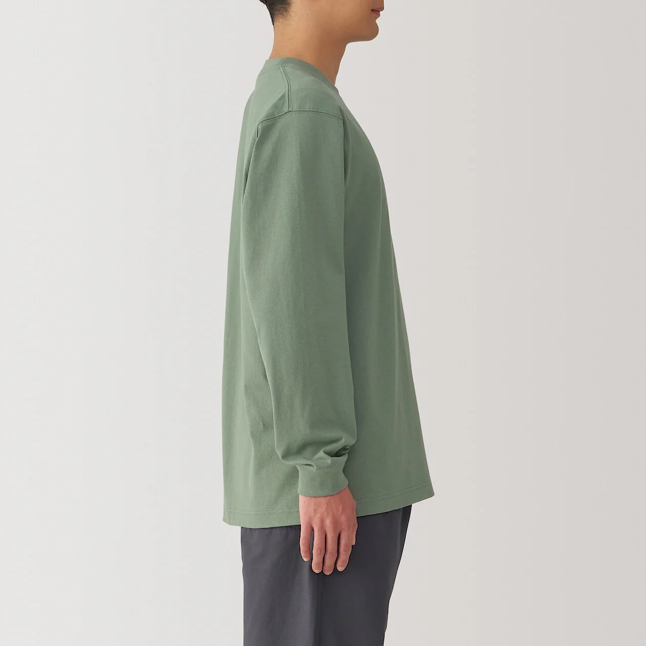 Washed Cotton Heavyweight Crewneck Long Sleeve T-Shirt - Image 10