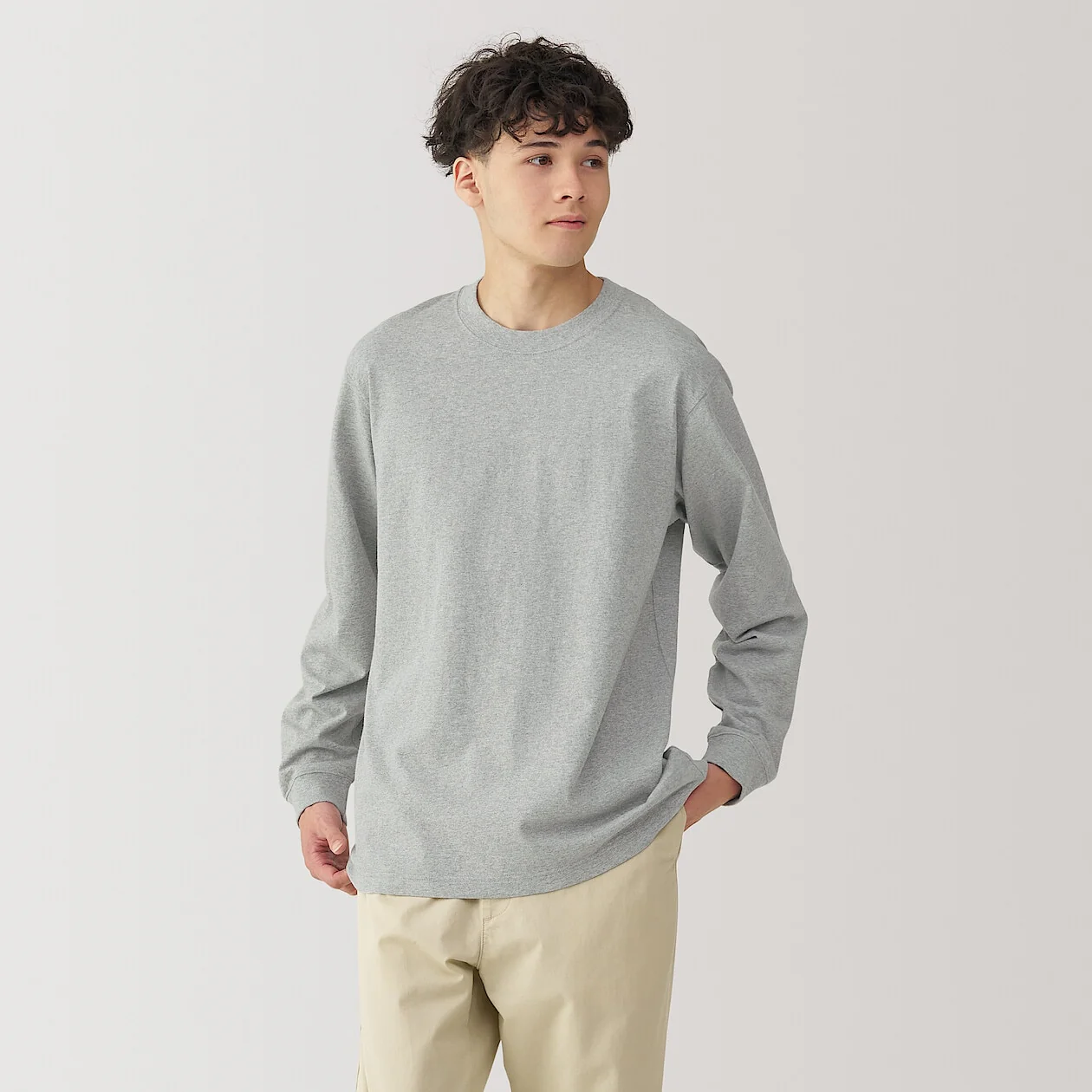 Washed Cotton Heavyweight Crewneck Long Sleeve T-Shirt - Image 22