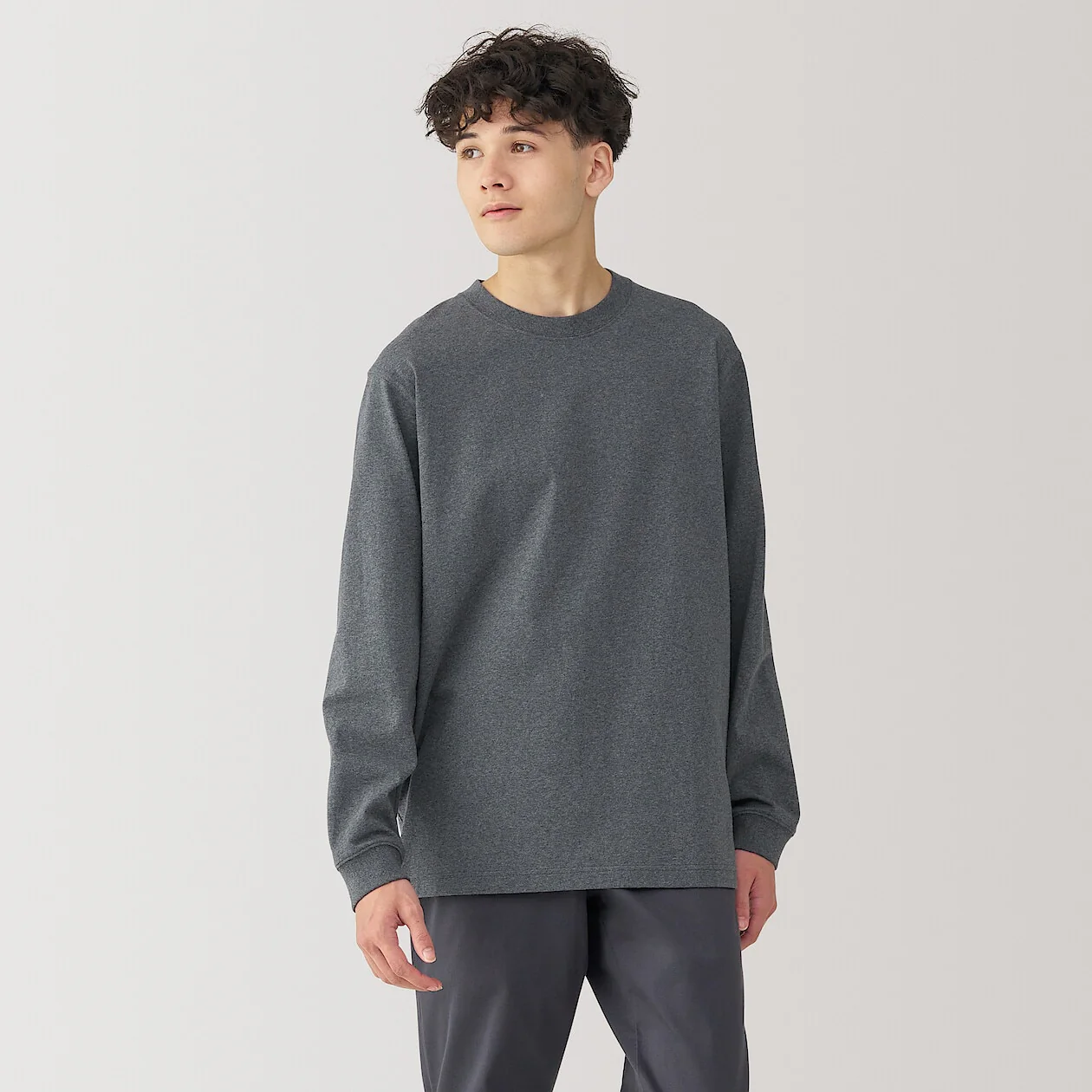 Washed Cotton Heavyweight Crewneck Long Sleeve T-Shirt - Image 29