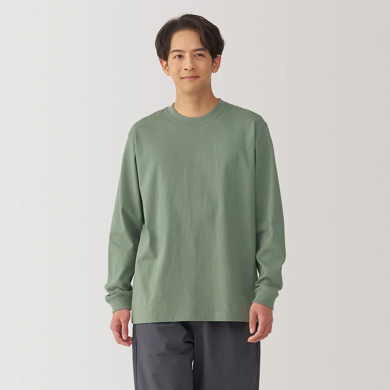 Washed Cotton Heavyweight Crewneck Long Sleeve T-Shirt - Image 8