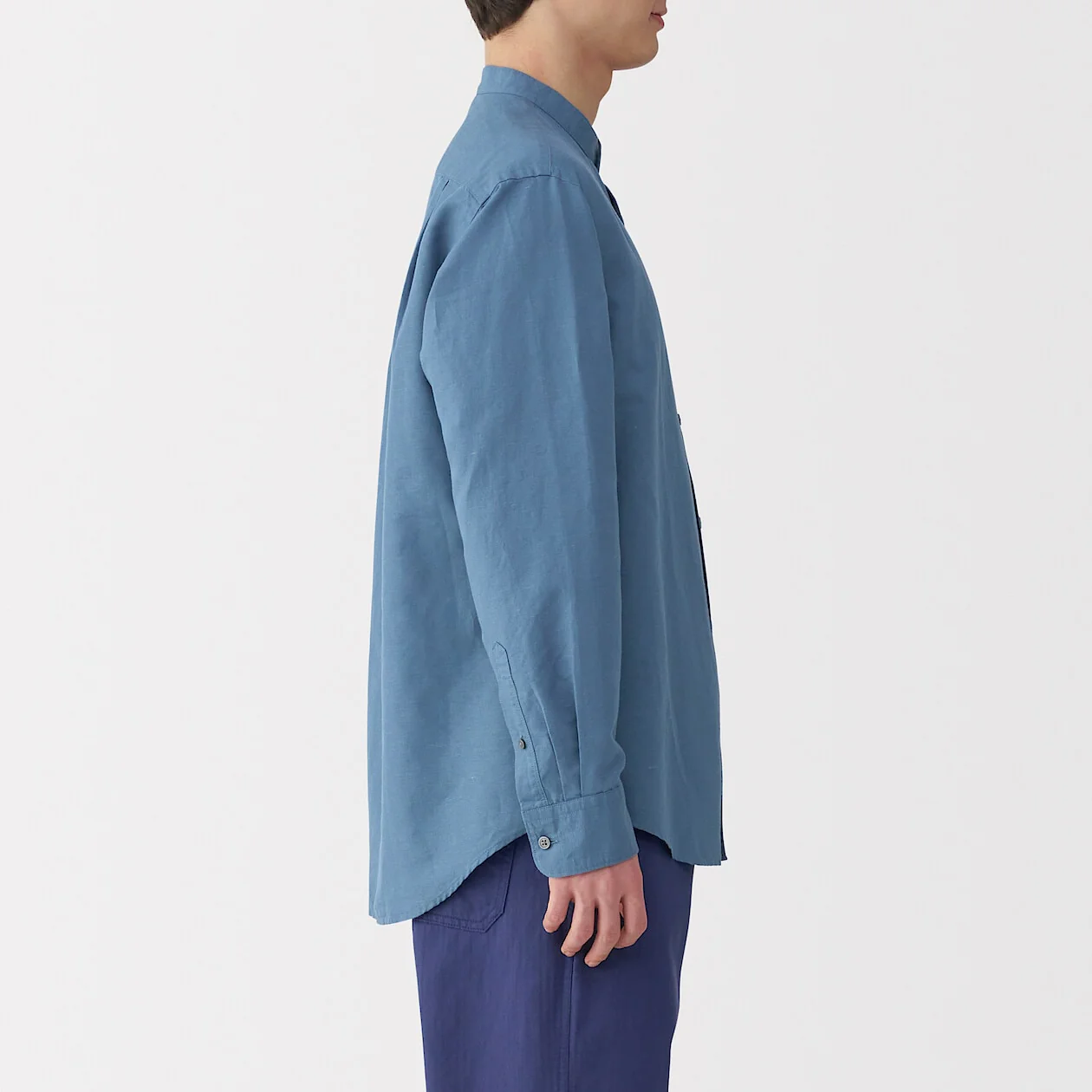 Hemp Cotton Stand Collar Long Sleeve Shirt - Image 19