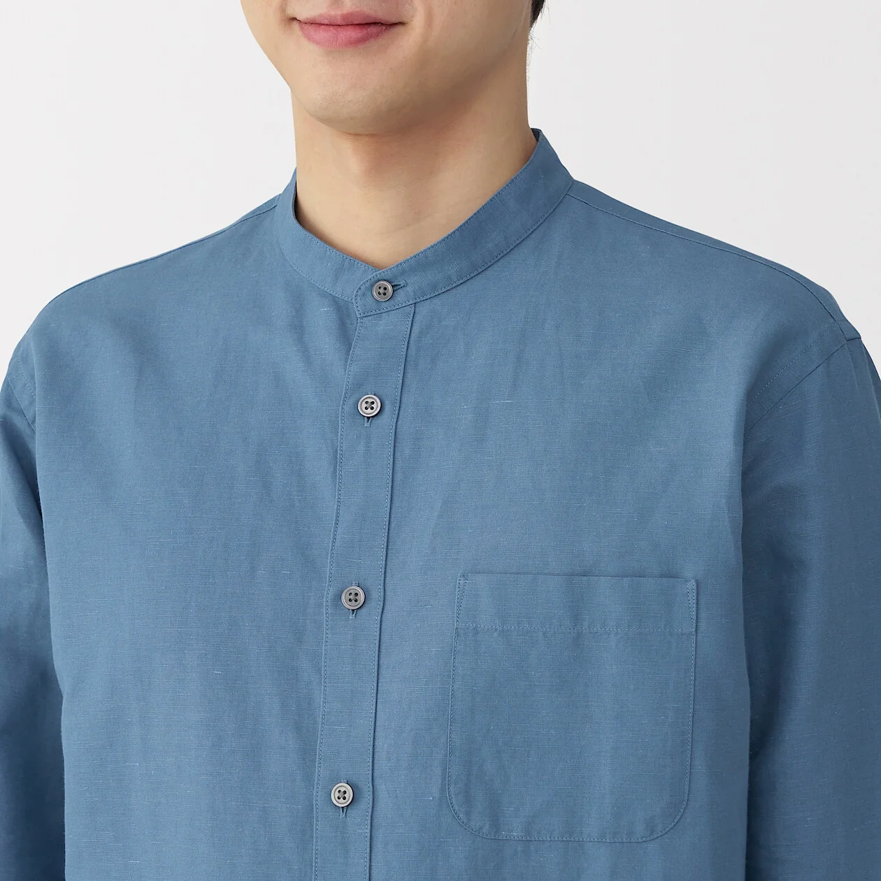 Hemp Cotton Stand Collar Long Sleeve Shirt - Image 21