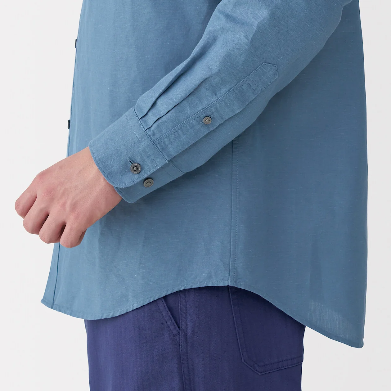 Hemp Cotton Stand Collar Long Sleeve Shirt - Image 22