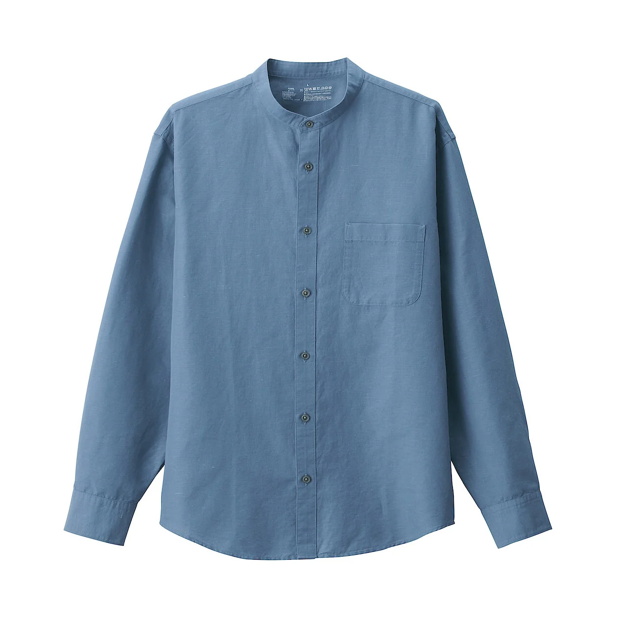 Hemp Cotton Stand Collar Long Sleeve Shirt - Image 23