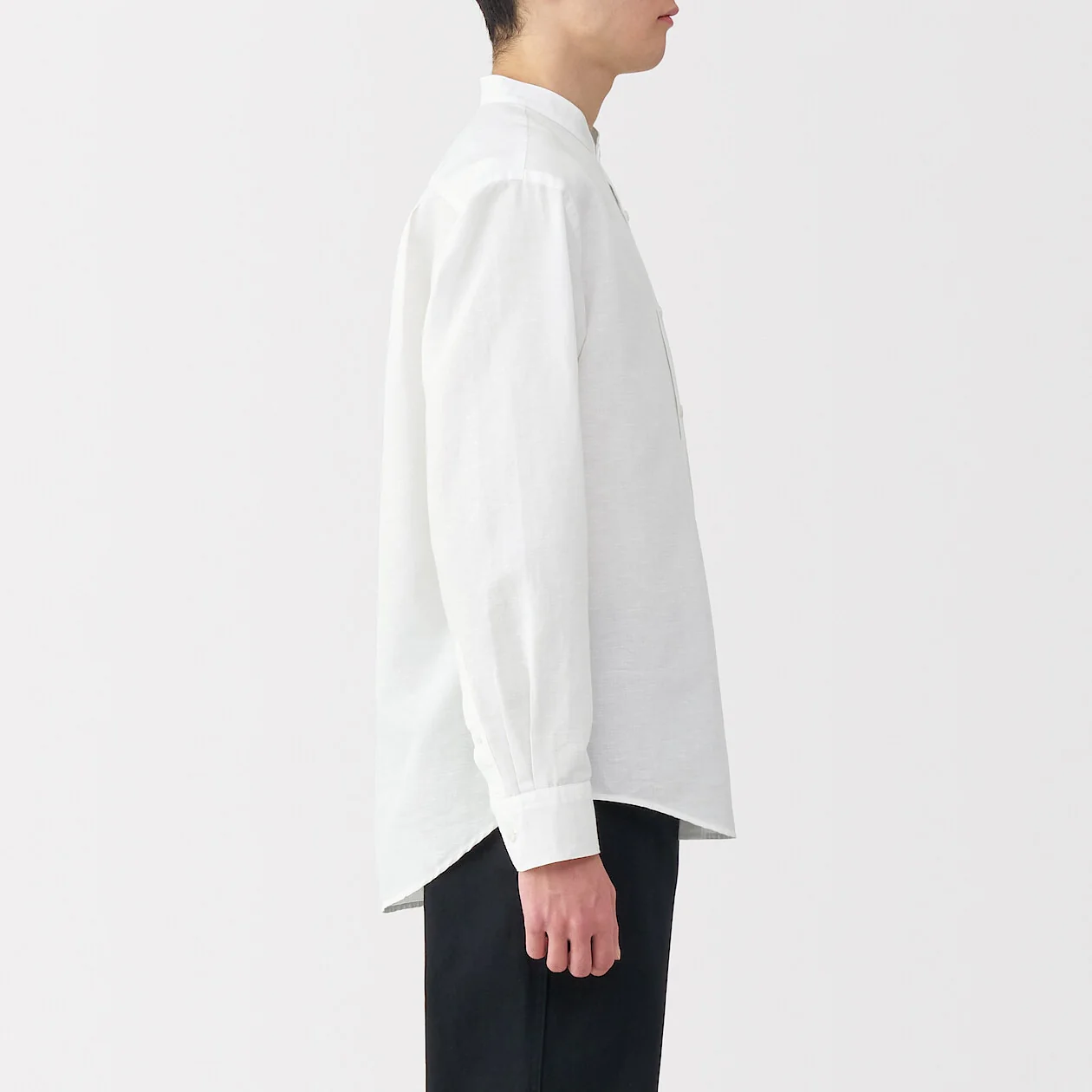 Hemp Cotton Stand Collar Long Sleeve Shirt - Image 27
