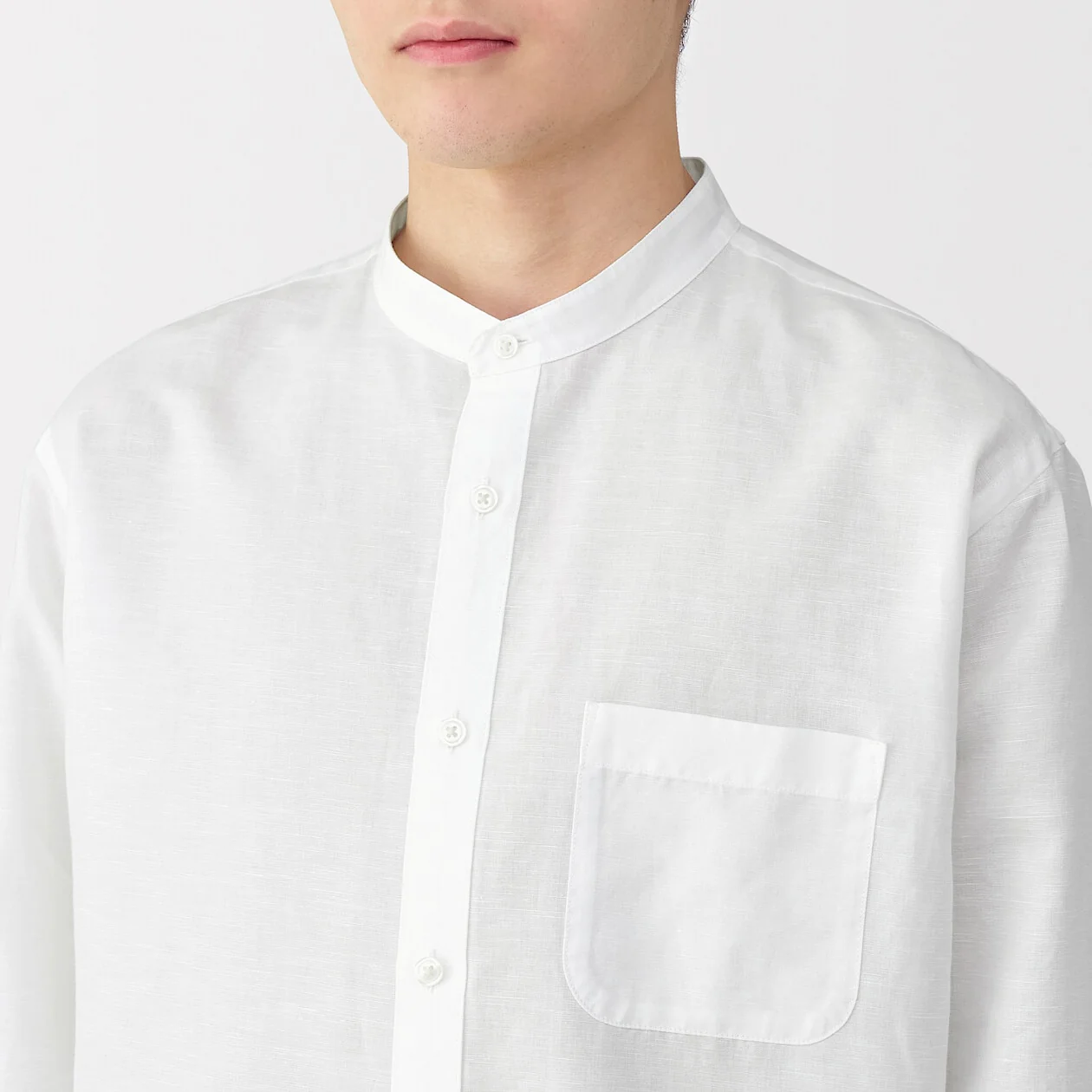 Hemp Cotton Stand Collar Long Sleeve Shirt - Image 29