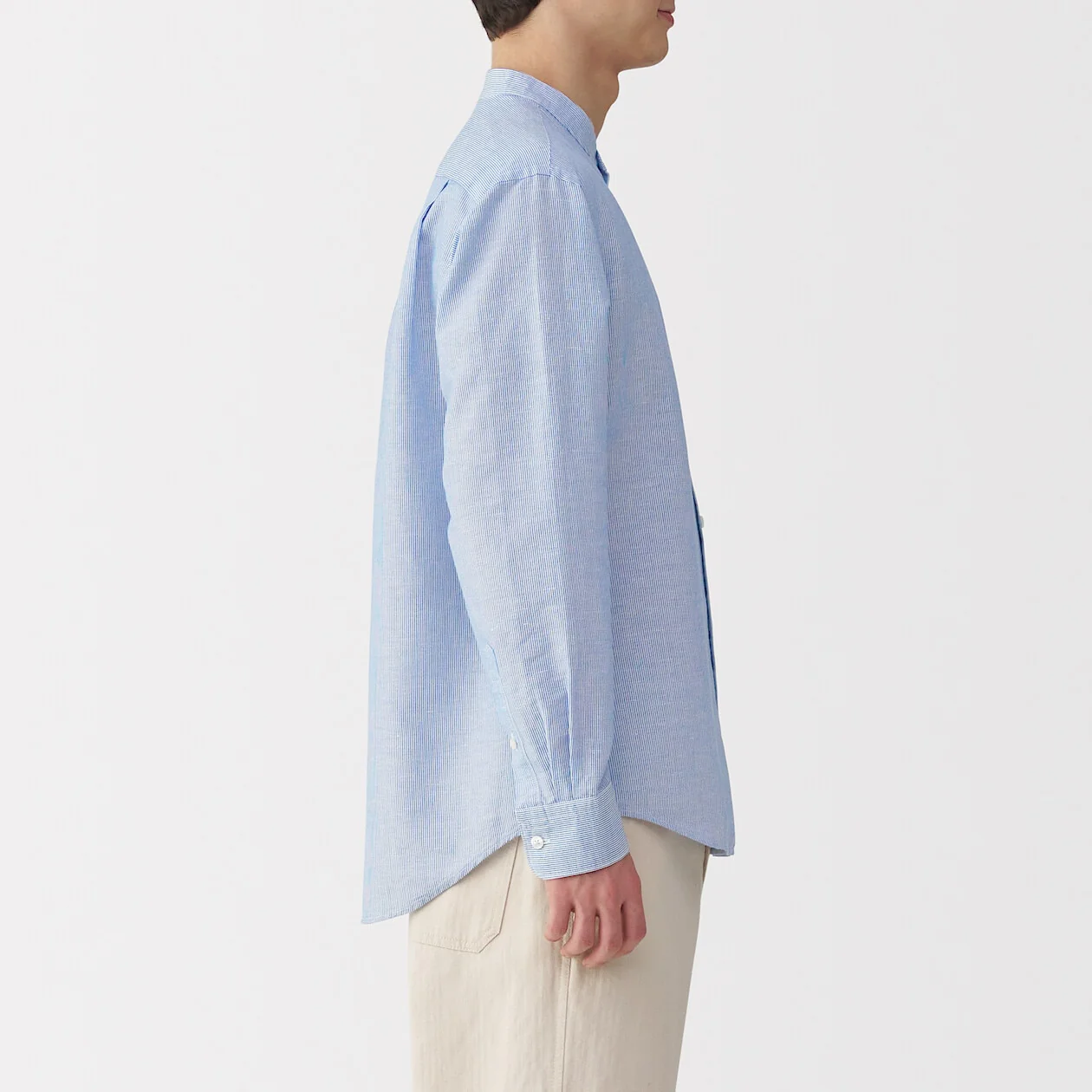 Hemp Cotton Stand Collar Long Sleeve Shirt - Image 3