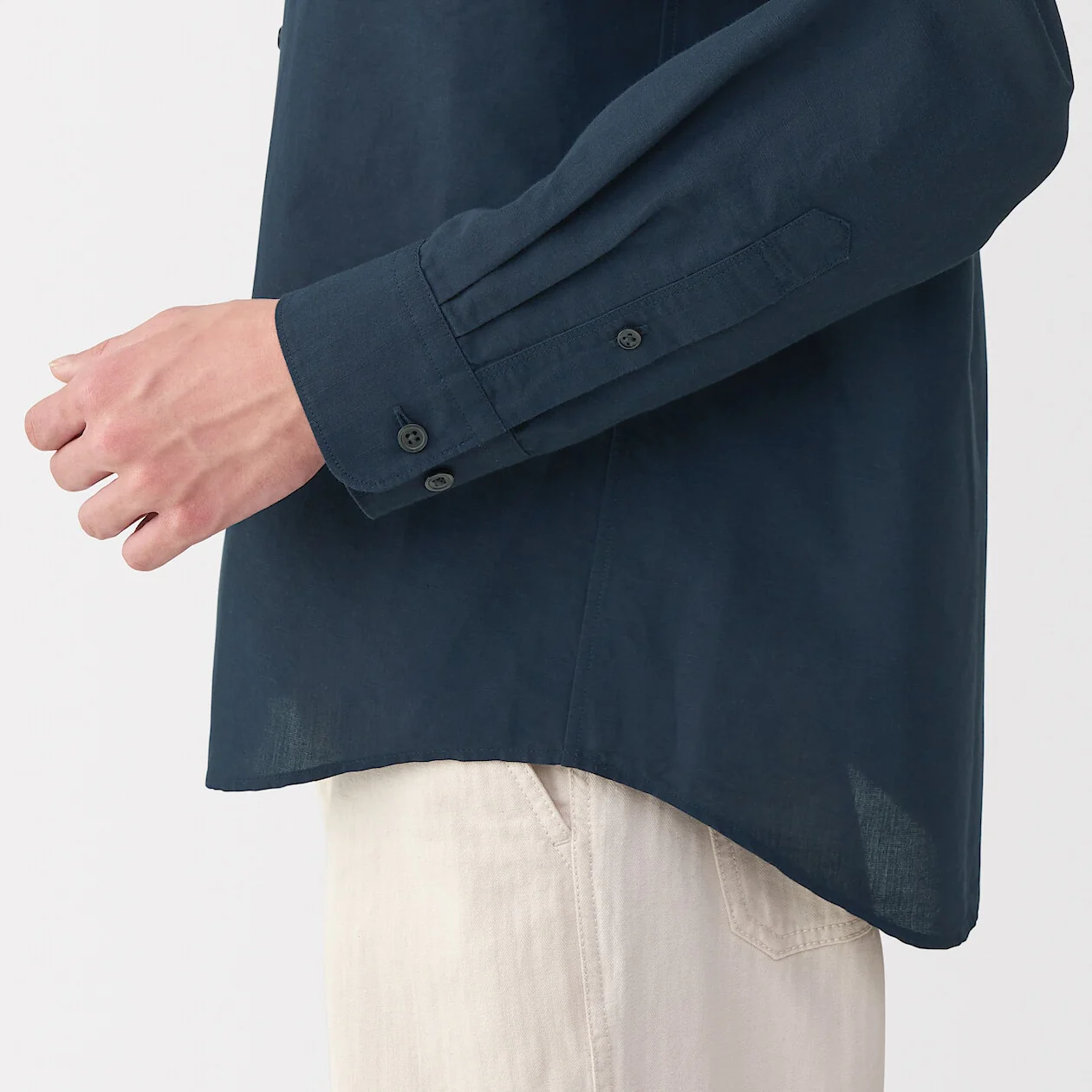 Hemp Cotton Stand Collar Long Sleeve Shirt - Image 38