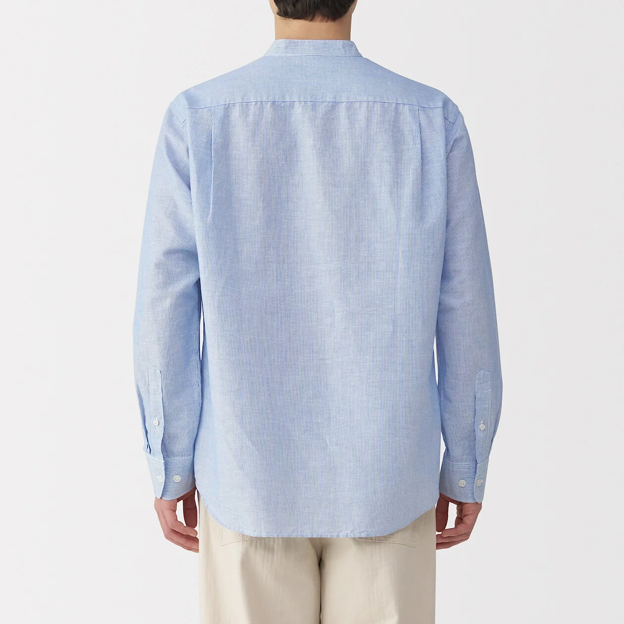 Hemp Cotton Stand Collar Long Sleeve Shirt - Image 4