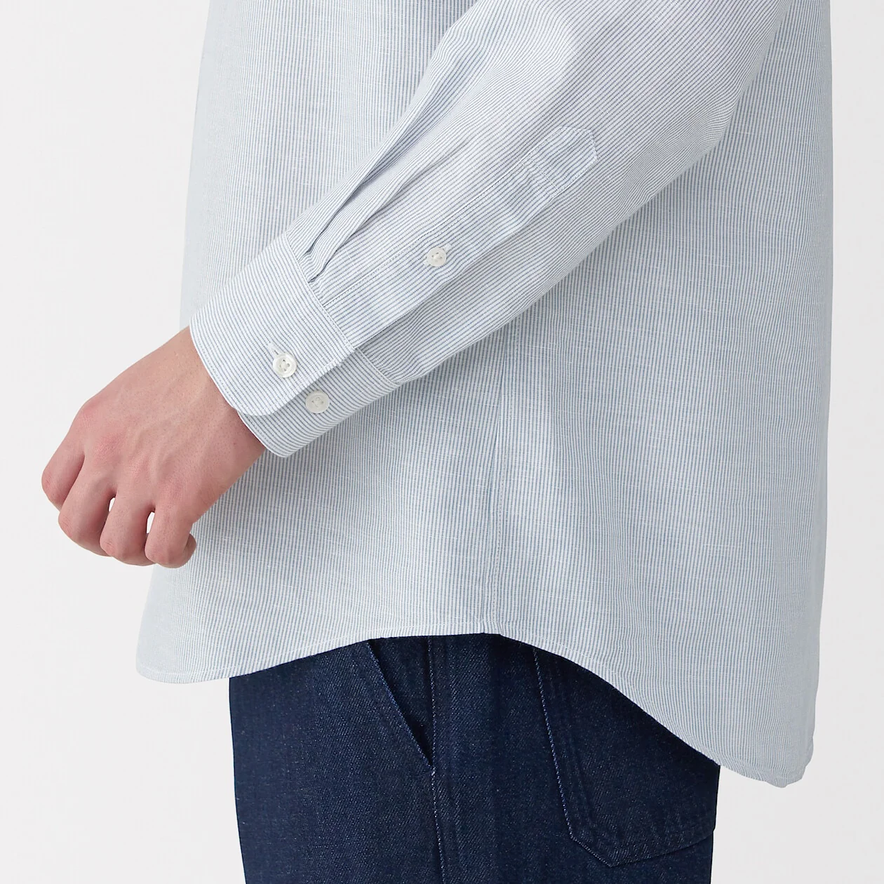 Hemp Cotton Stand Collar Long Sleeve Shirt - Image 46