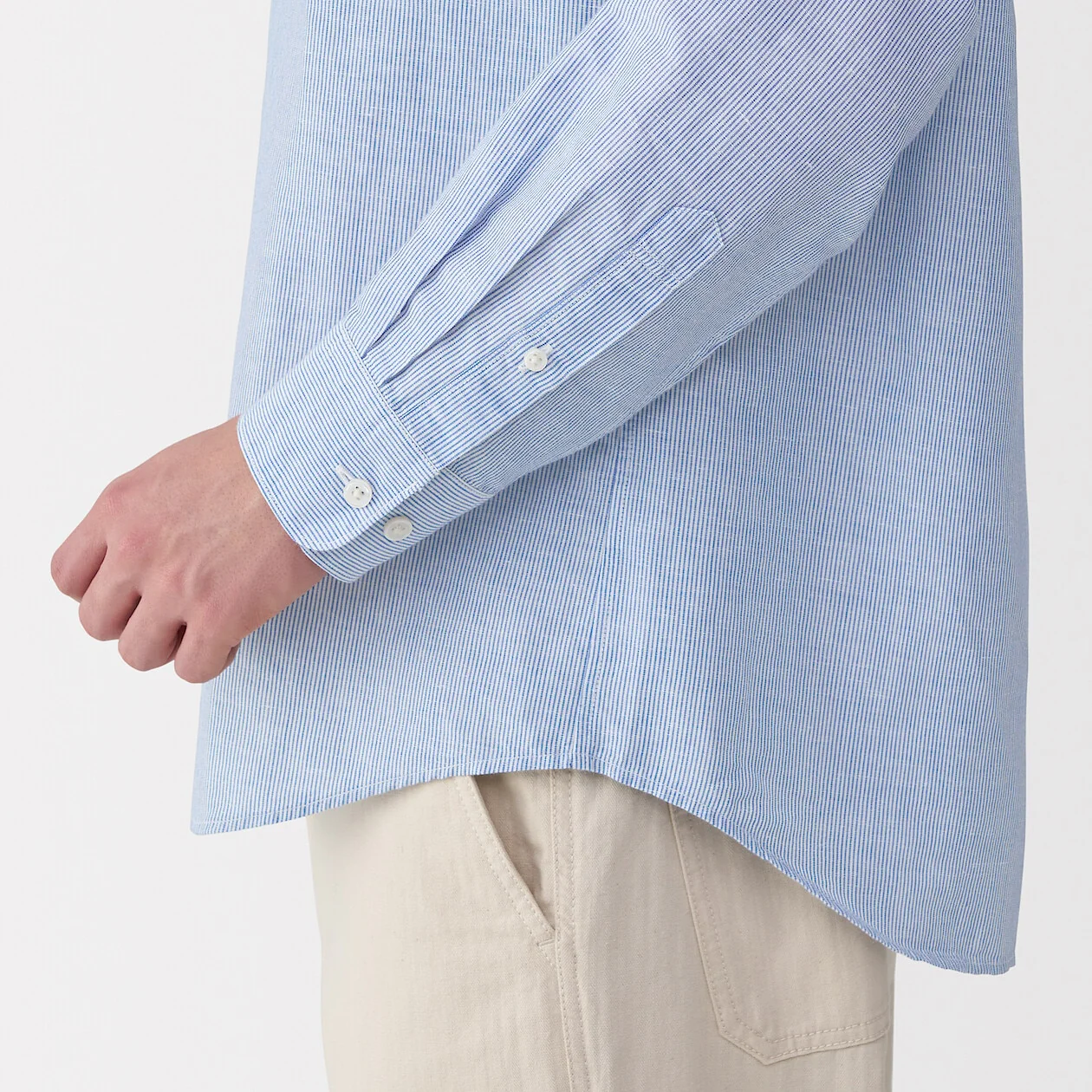 Hemp Cotton Stand Collar Long Sleeve Shirt - Image 6