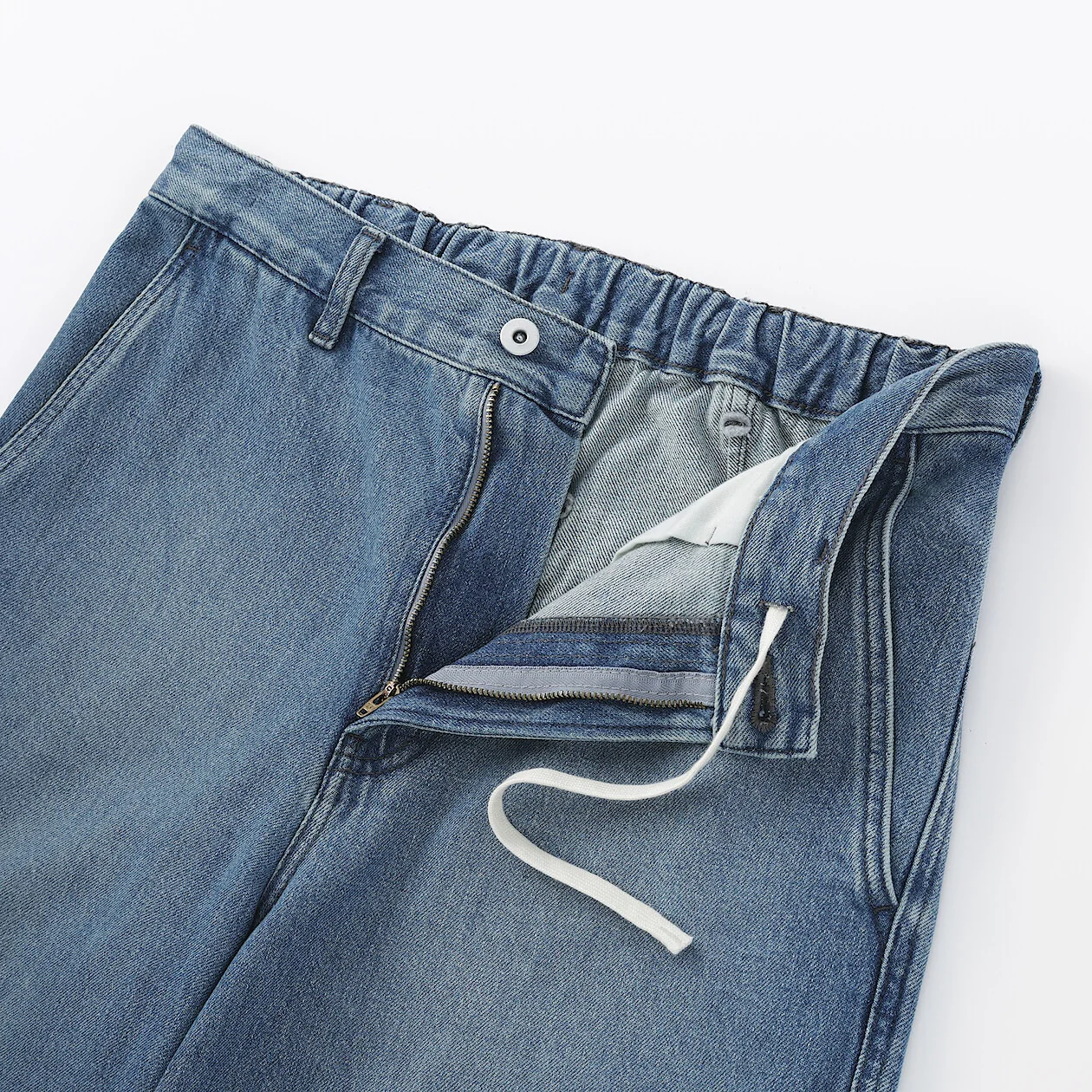 Kapok Blended Denim Wide-Fit Pants - Image 4