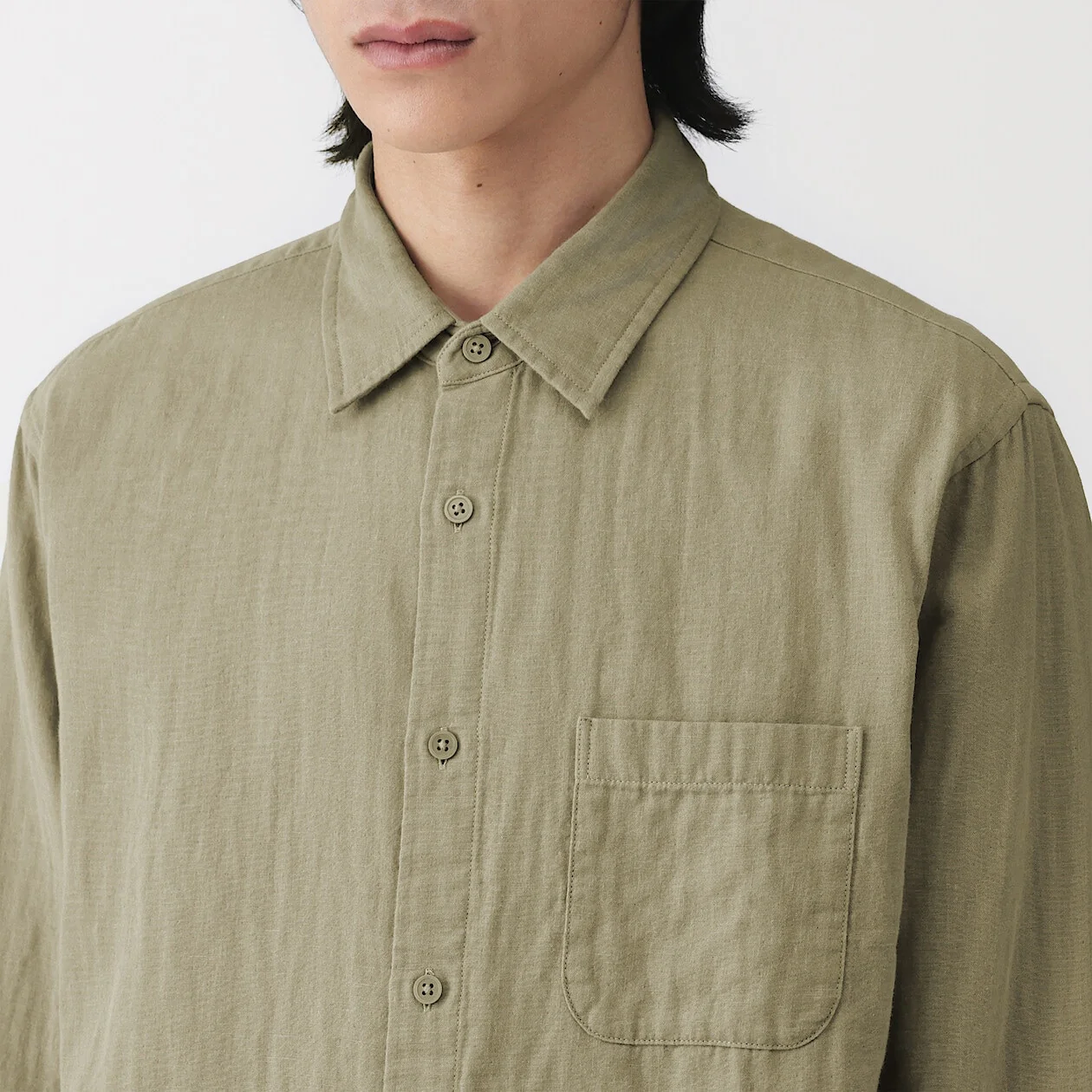 Kapok Blended Double Gauze Long Sleeve Shirt - Image 5
