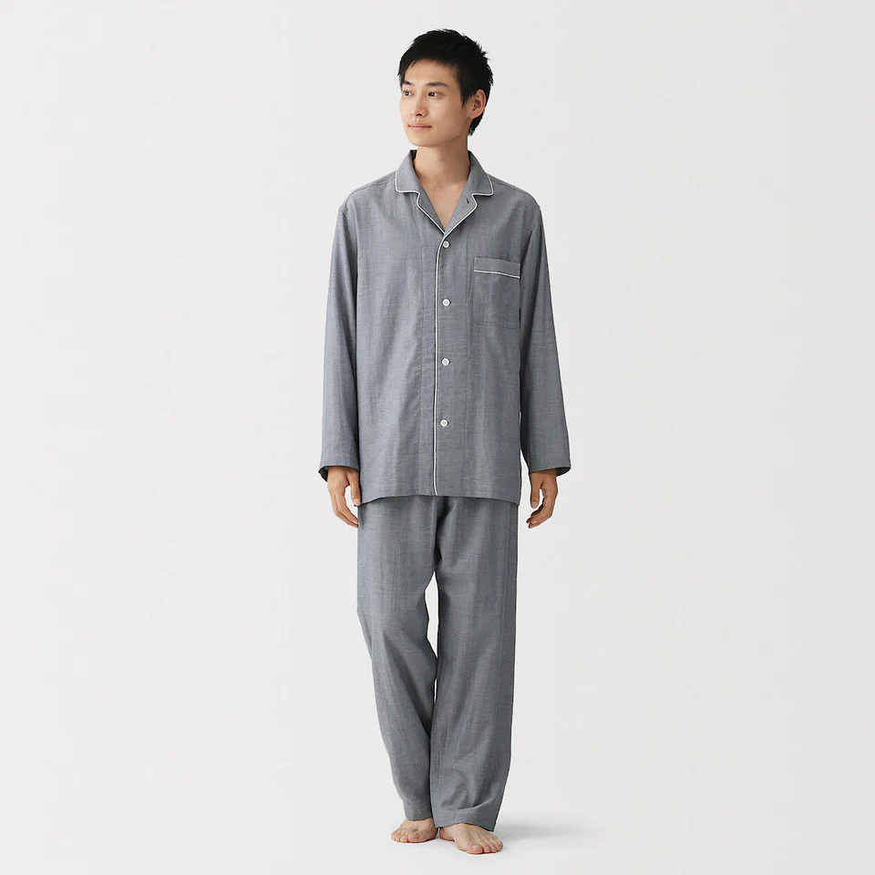 Side Seamless Double Gauze Long Sleeve Pyjamas