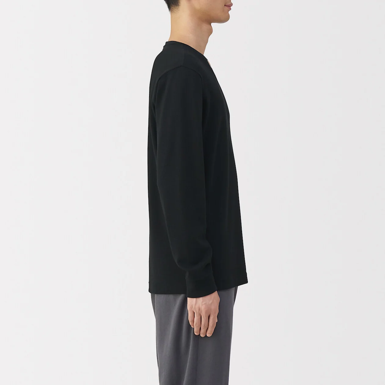 Warm Cotton and Wool V-Neck Long Sleeve T-Shirt - Image 10