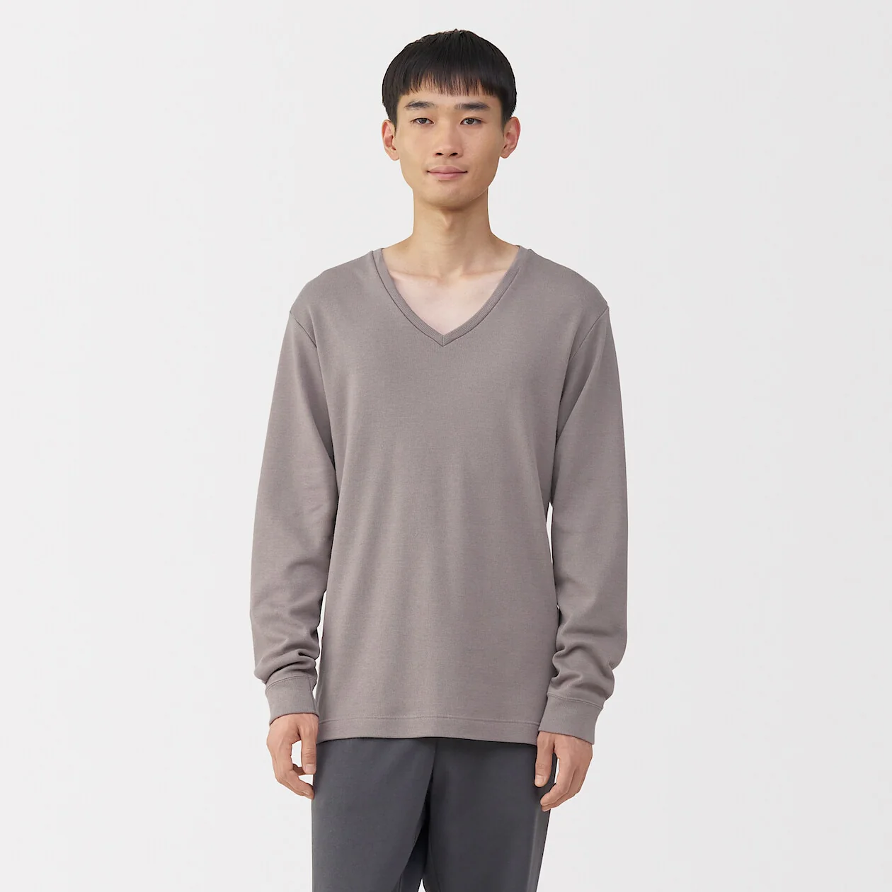 Warm Cotton and Wool V-Neck Long Sleeve T-Shirt - Image 15