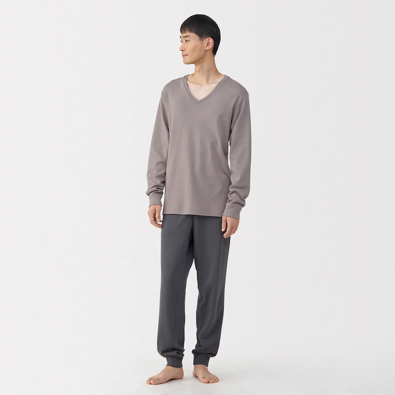 Warm Cotton and Wool V-Neck Long Sleeve T-Shirt - Image 16