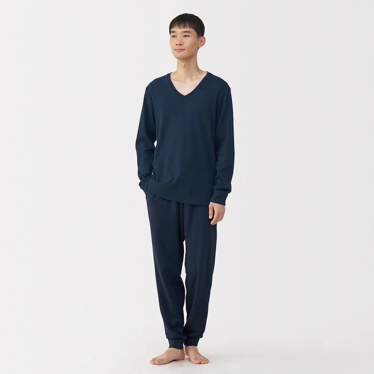 Warm Cotton and Wool V-Neck Long Sleeve T-Shirt - Image 2