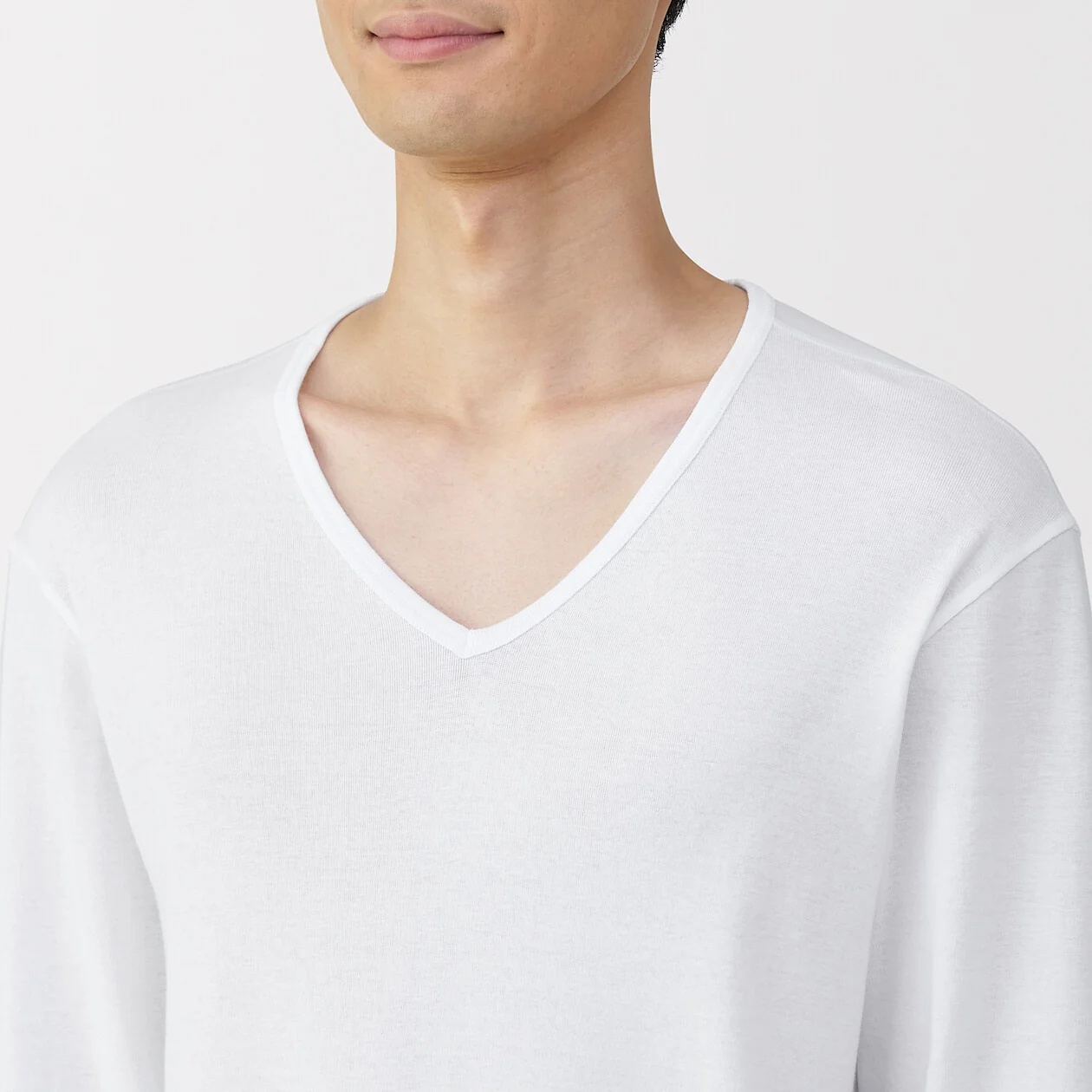 Warm Cotton V-Neck Long Sleeve T-Shirt - Image 12