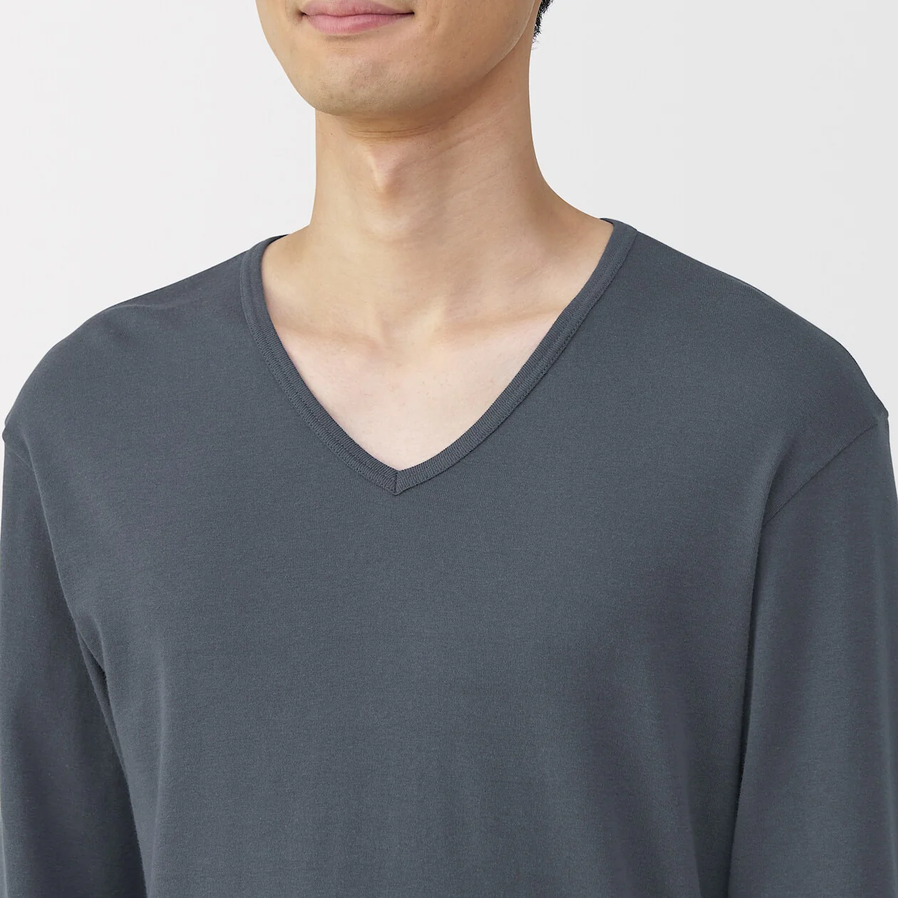 Warm Cotton V-Neck Long Sleeve T-Shirt - Image 19