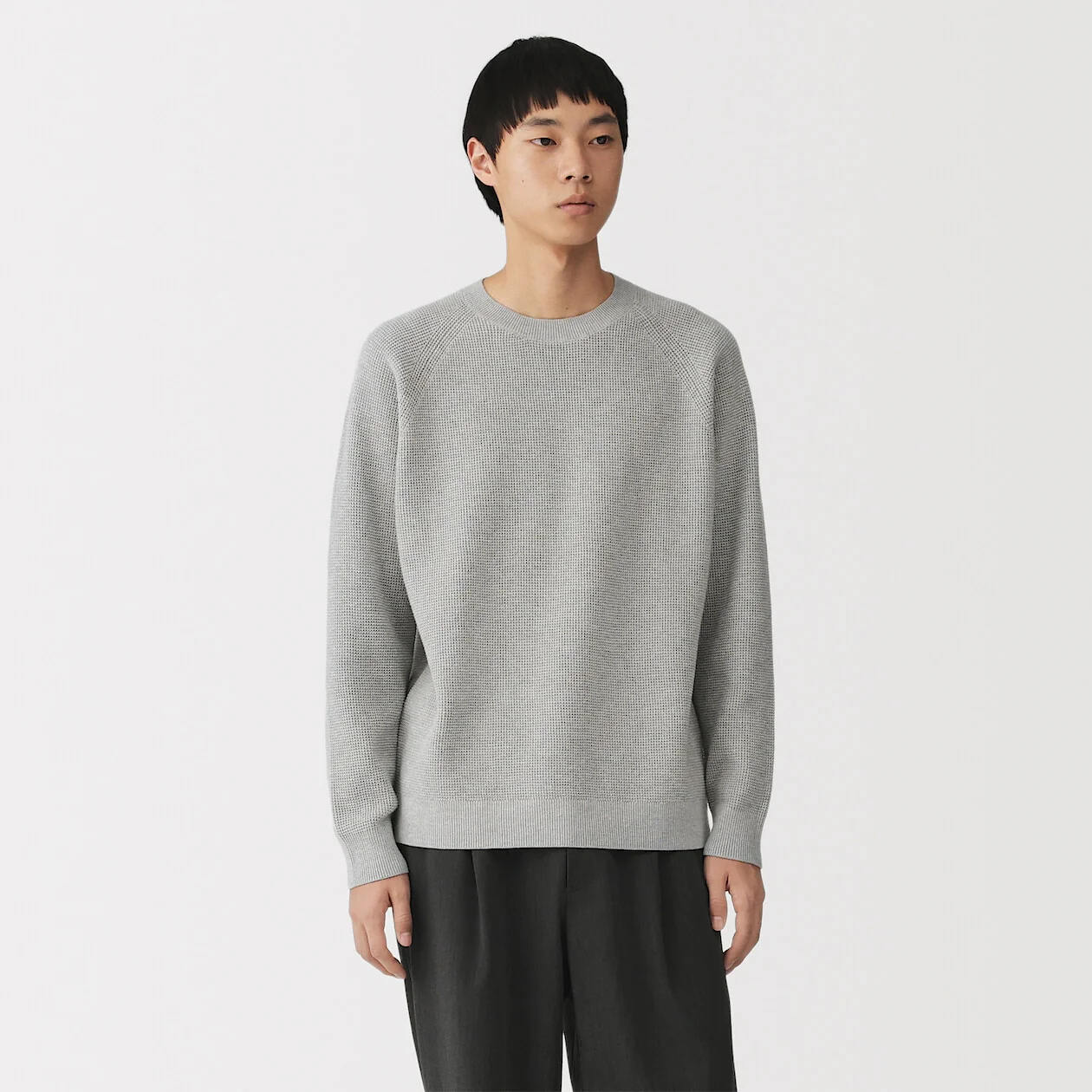 Washable Waffle Crewneck Sweater
