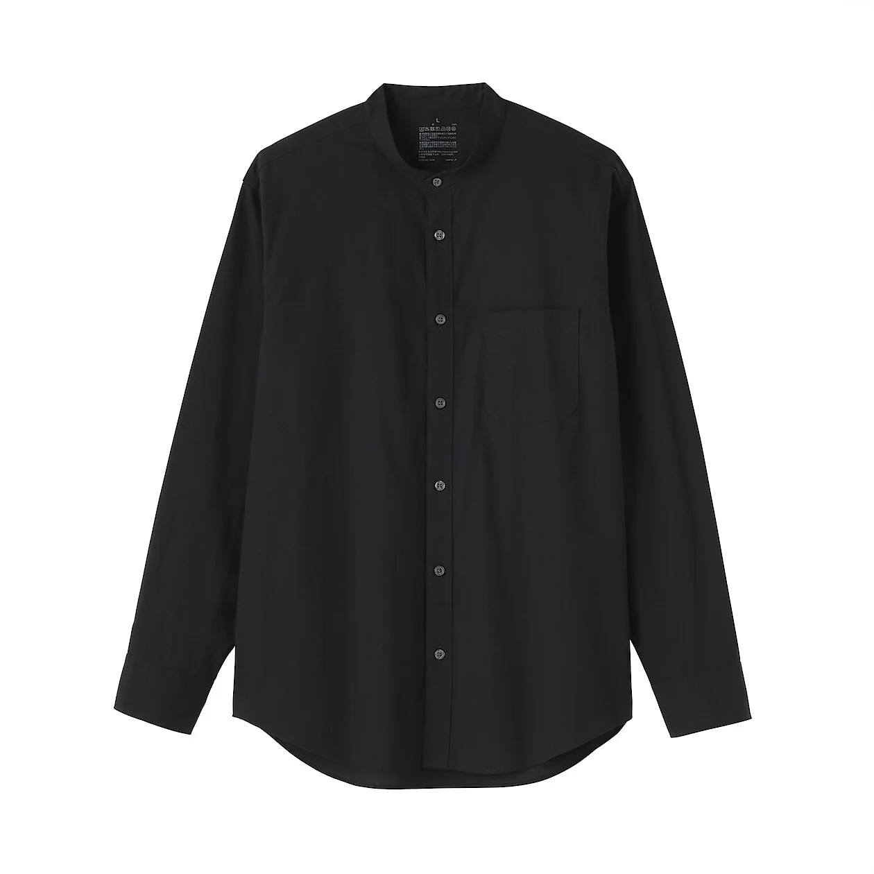 Washed Broadcloth Stand Collar Long-Sleeve Shirt - Image 17