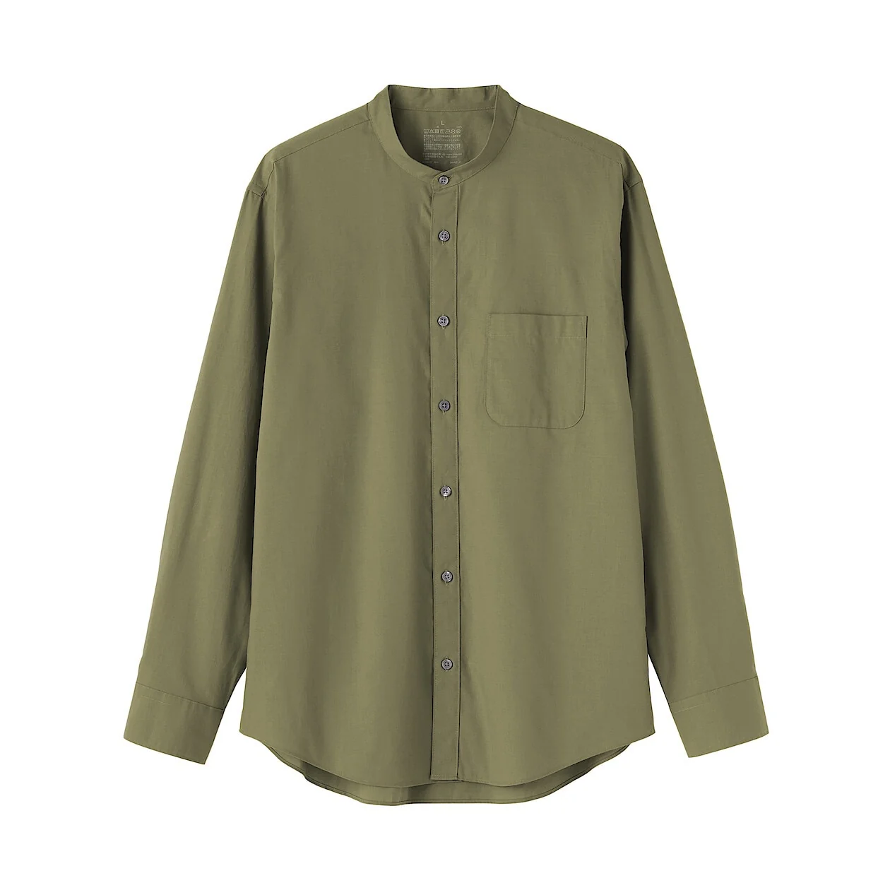 Washed Broadcloth Stand Collar Long-Sleeve Shirt - Image 22