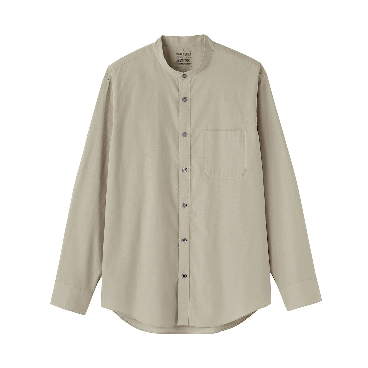 Washed Broadcloth Stand Collar Long-Sleeve Shirt - Image 32