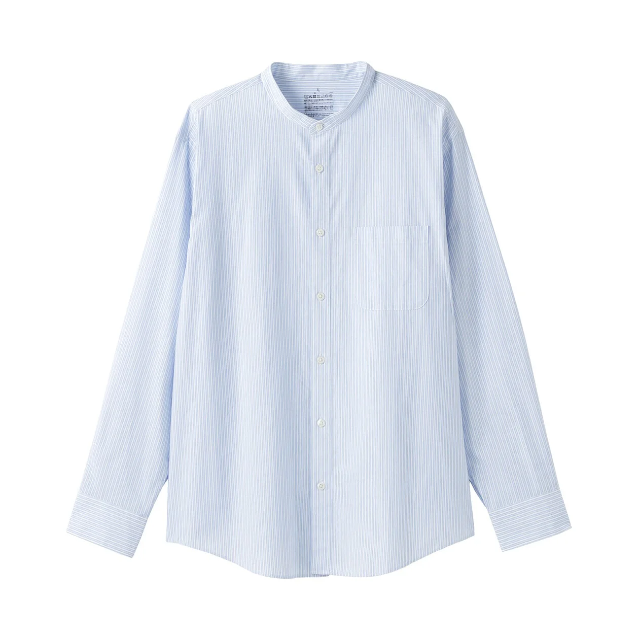Washed Broadcloth Stand Collar Long-Sleeve Shirt - Image 37