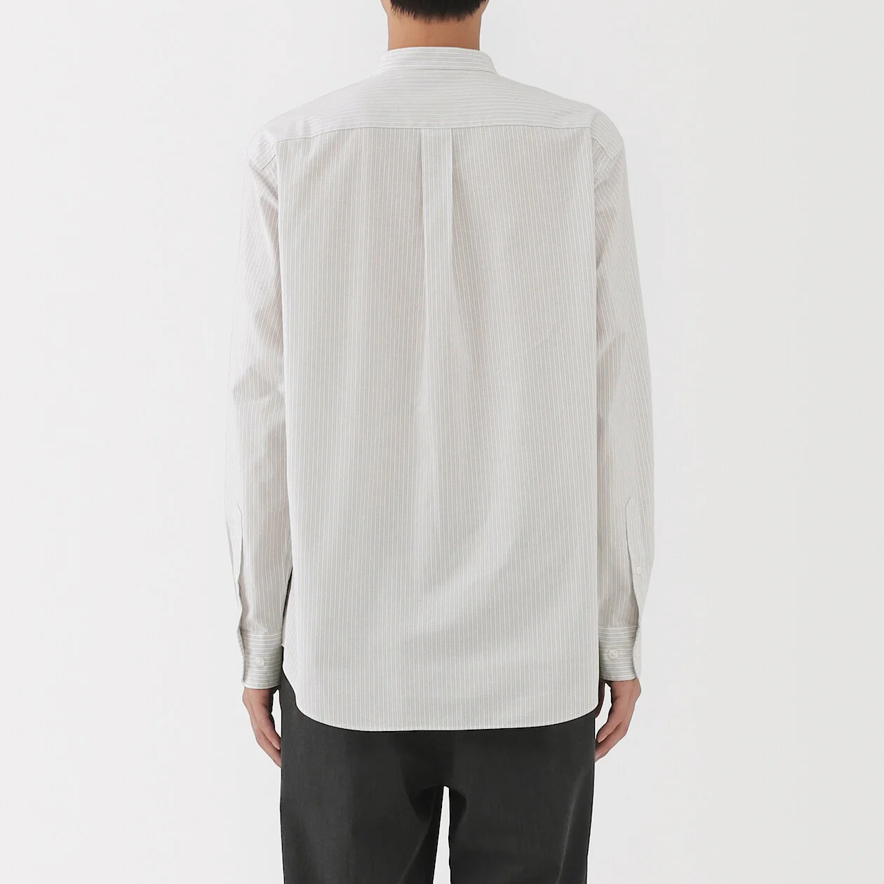 Washed Broadcloth Stand Collar Long-Sleeve Shirt - Image 4
