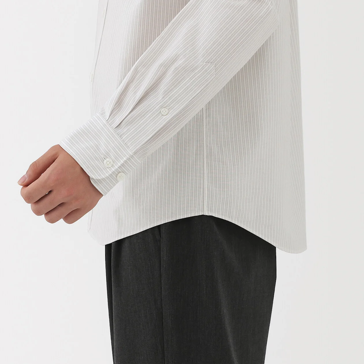 Washed Broadcloth Stand Collar Long-Sleeve Shirt - Image 6
