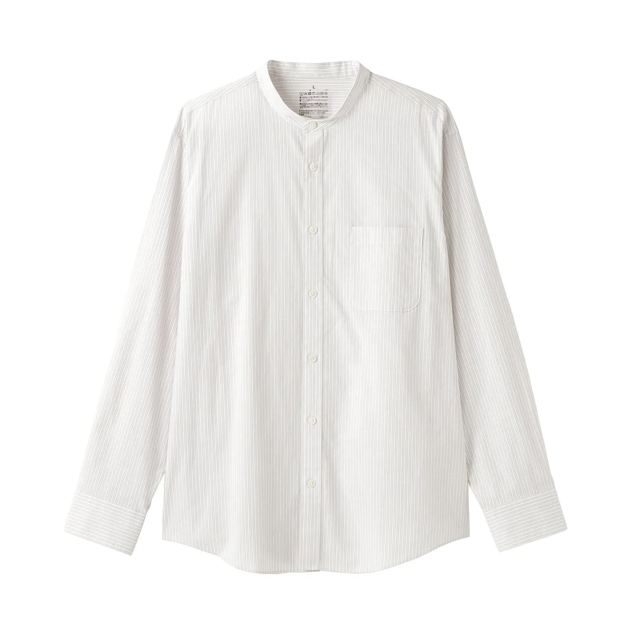 Washed Broadcloth Stand Collar Long-Sleeve Shirt - Image 7