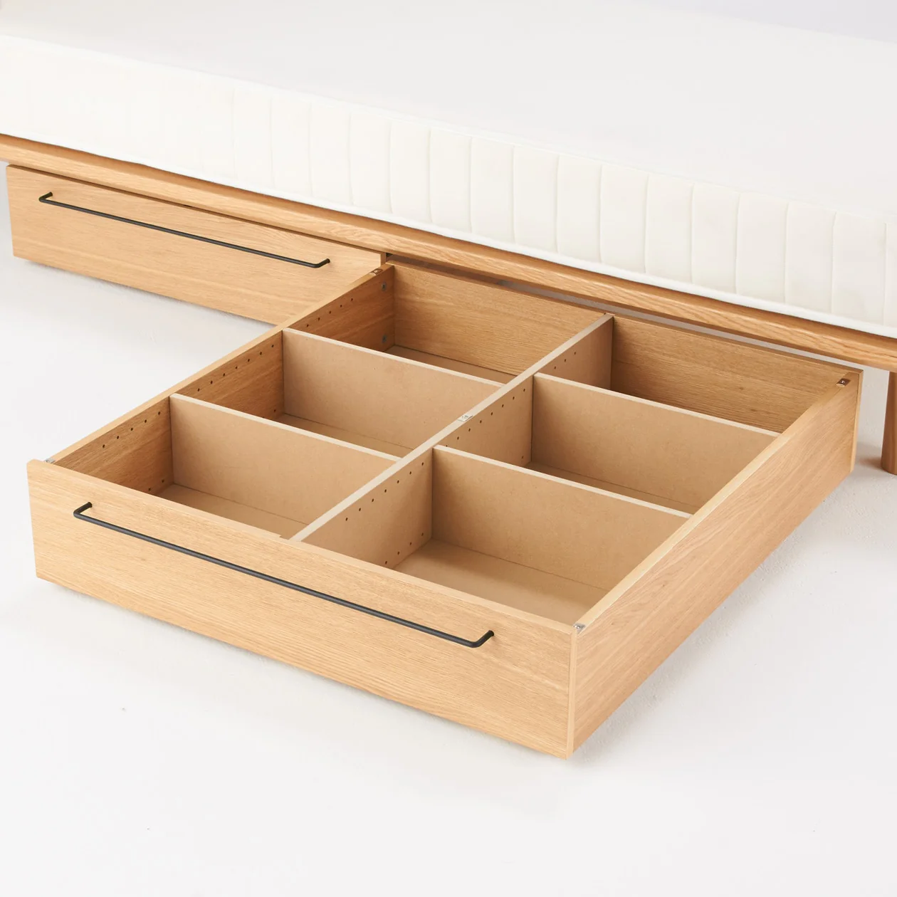 Oak Veneer Under-Bed Storage Drawer - For 20cm Legs - Image 4